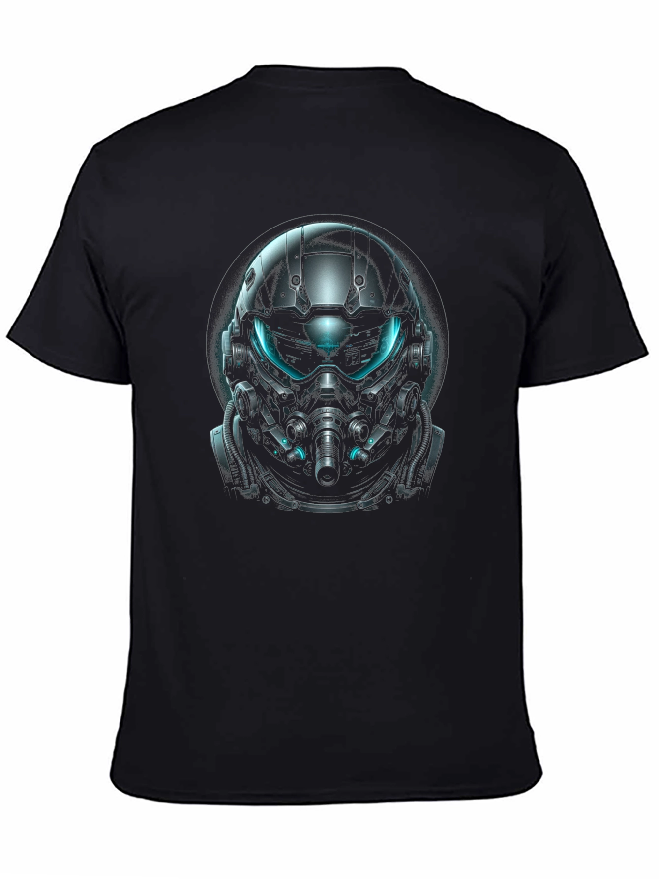 Futuristic Helmet Graphic Black T-Shirt