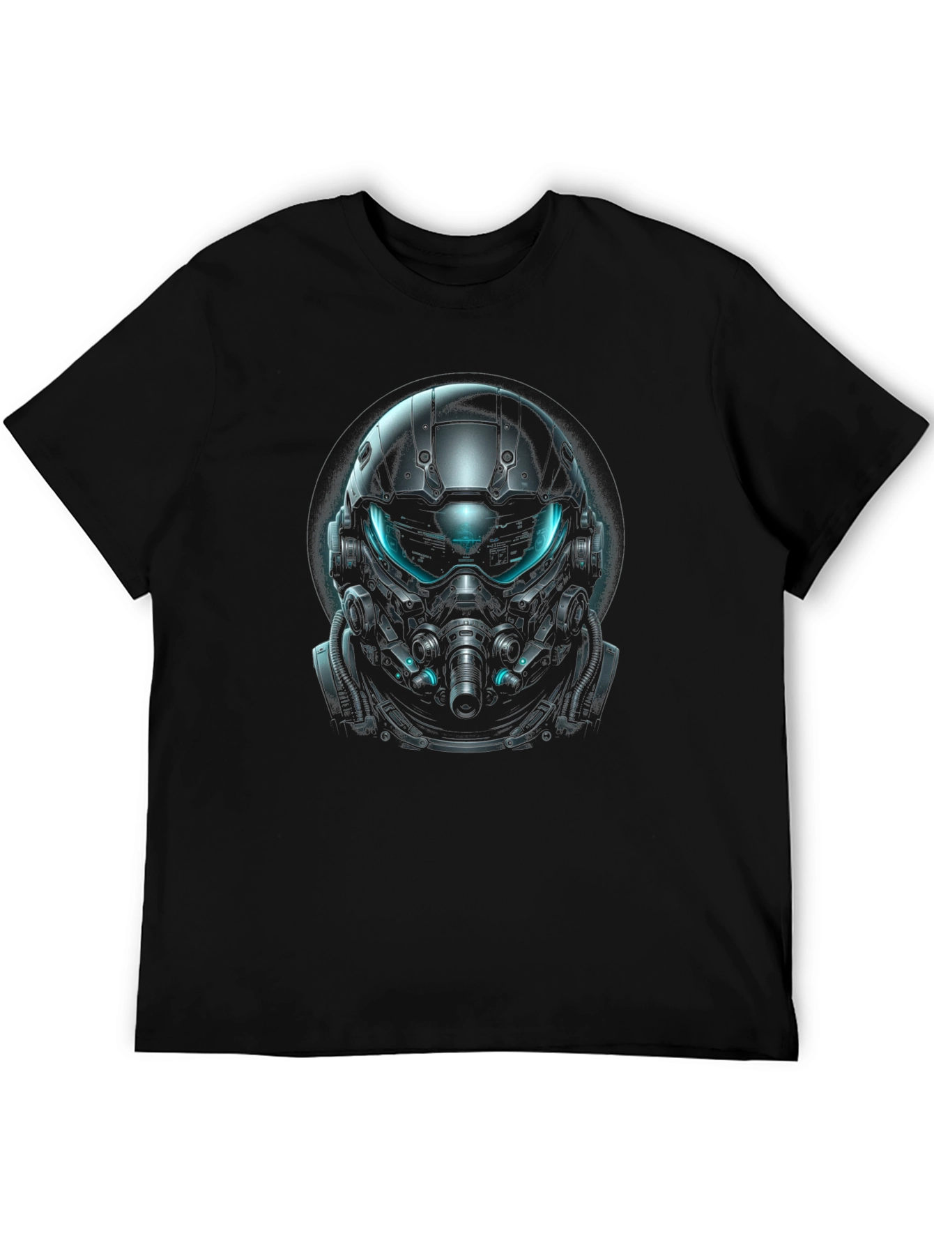 Futuristic Helmet Graphic Black T-Shirt