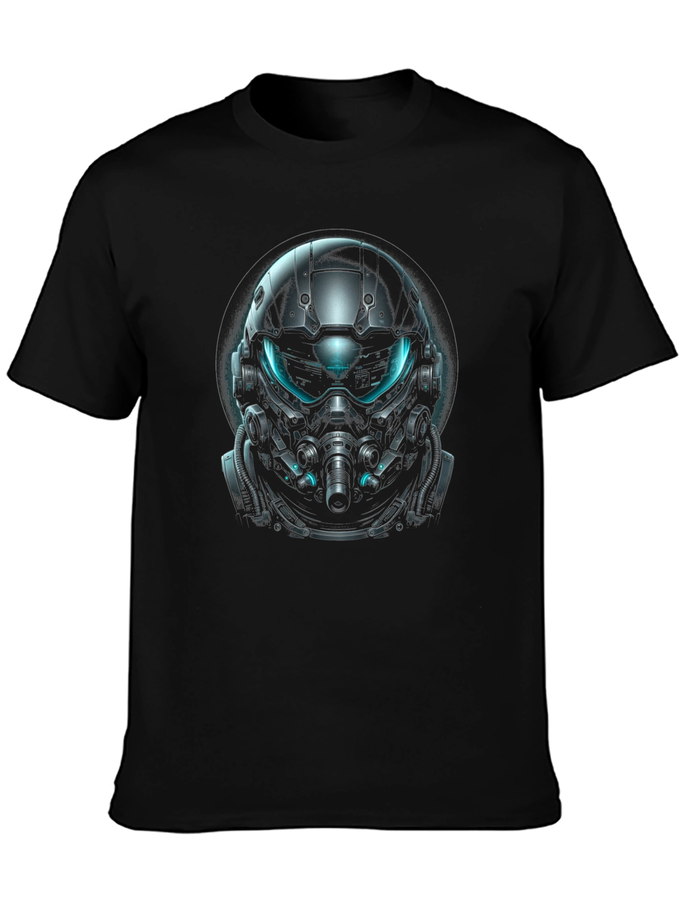 Futuristic Helmet Graphic Black T-Shirt