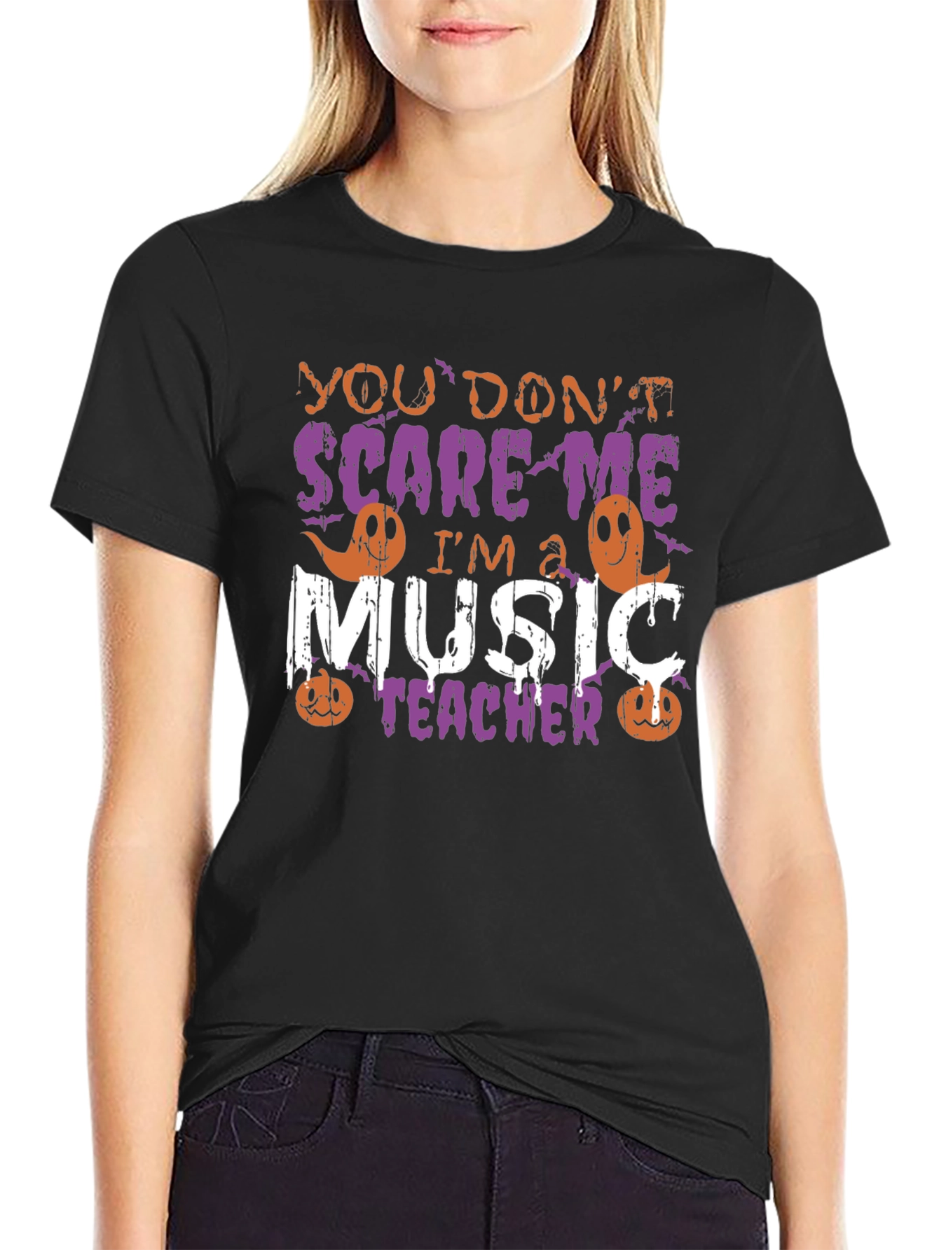 Music Teacher Halloween T-Shirt - You Dont Scare Me!