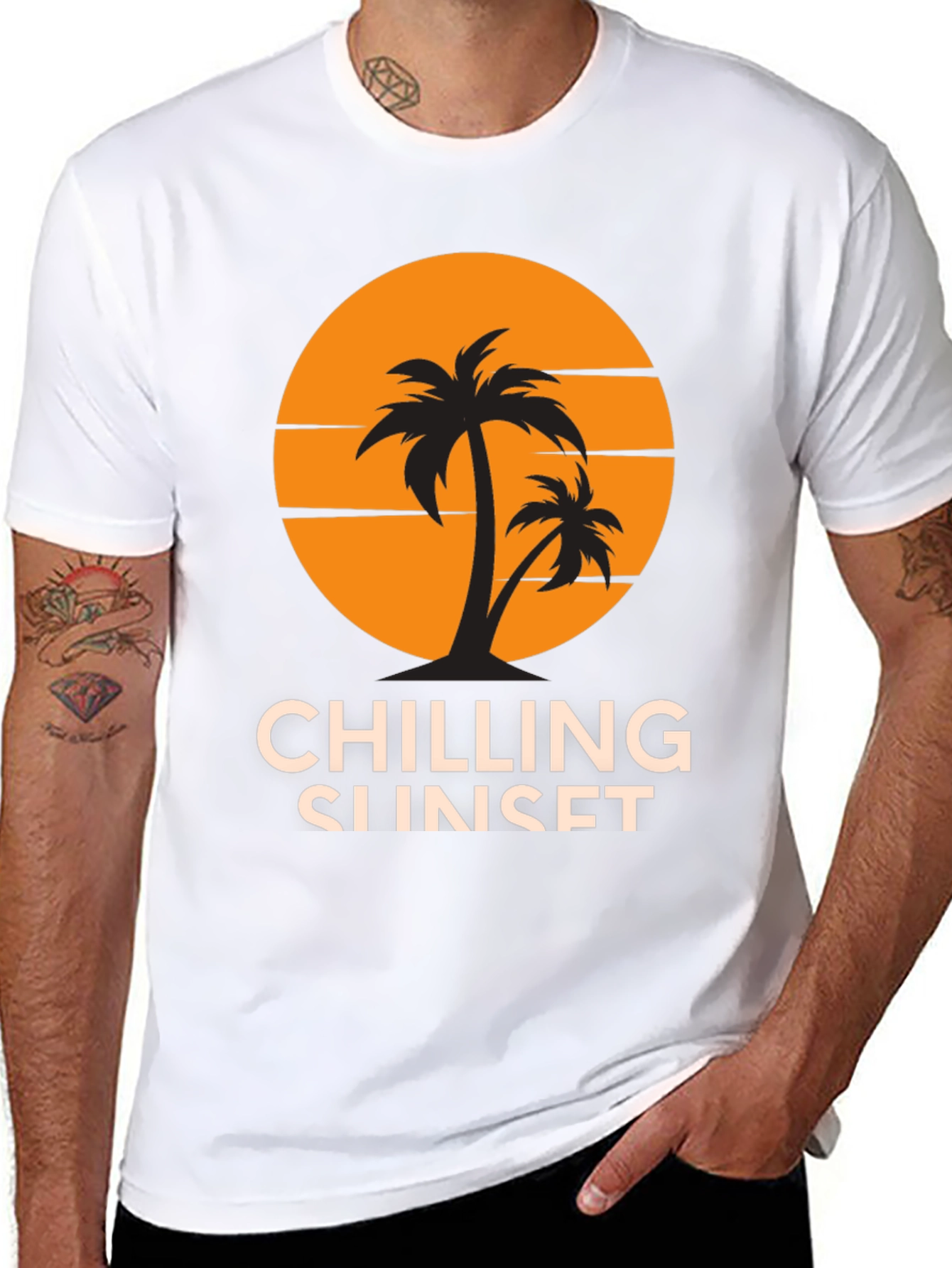 Chilling Sunset Graphic Tee - Tropical Vibes!