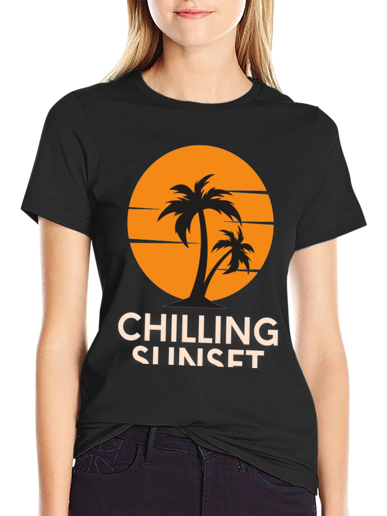 Chilling Sunset Graphic Tee - Tropical Vibes!