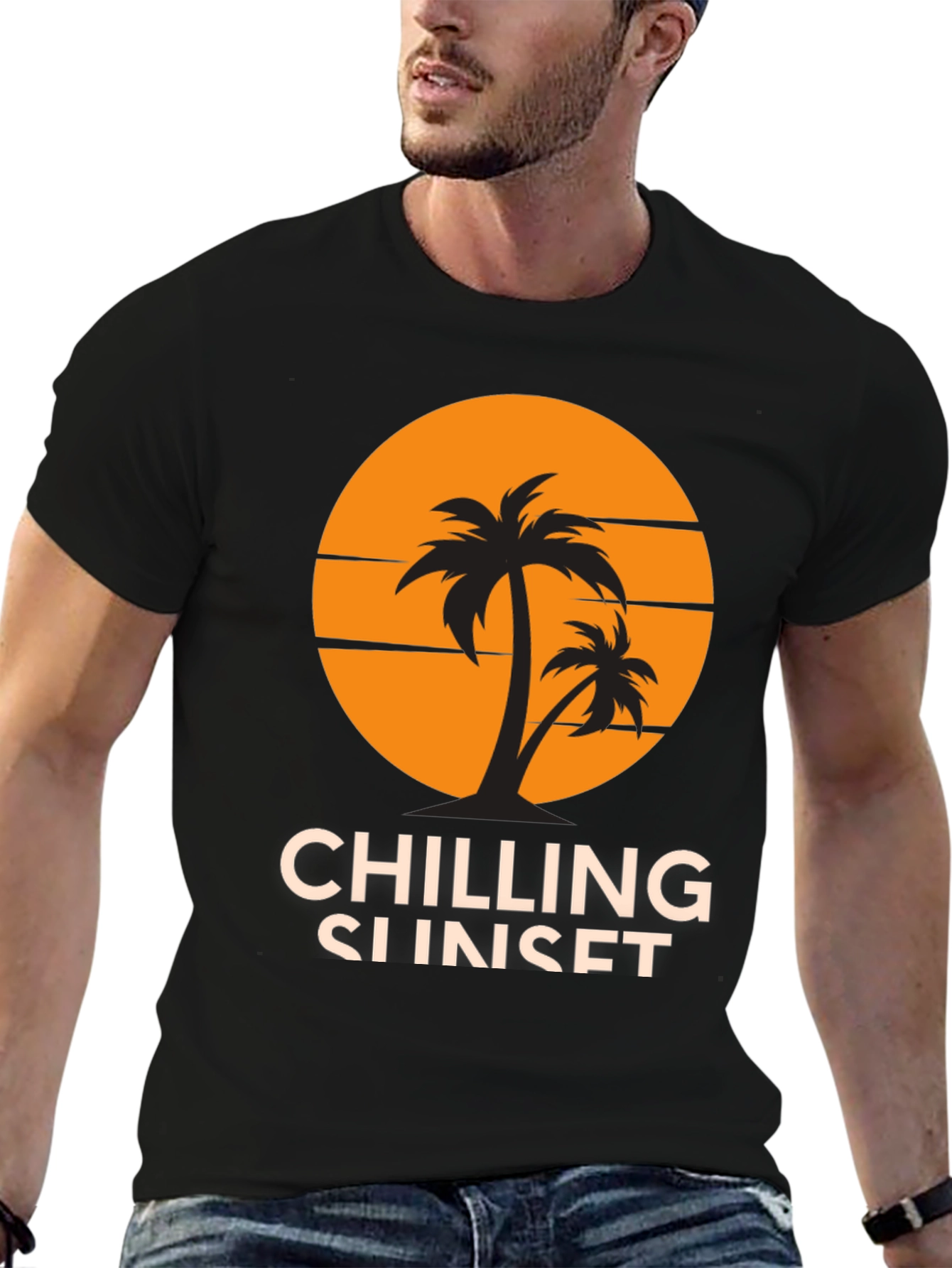 Chilling Sunset Graphic Tee - Tropical Vibes!