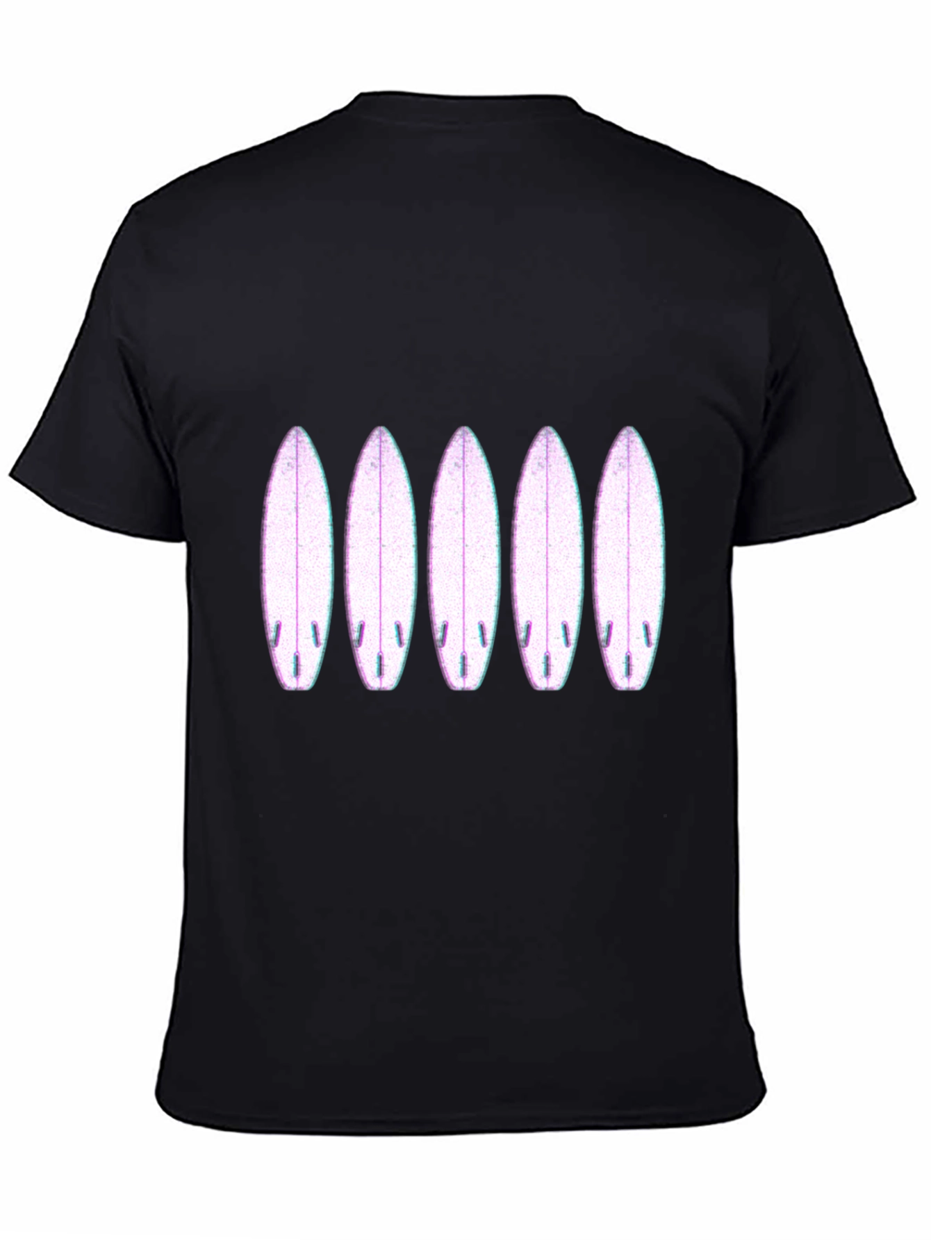 Surfboard Pattern Black T-Shirt