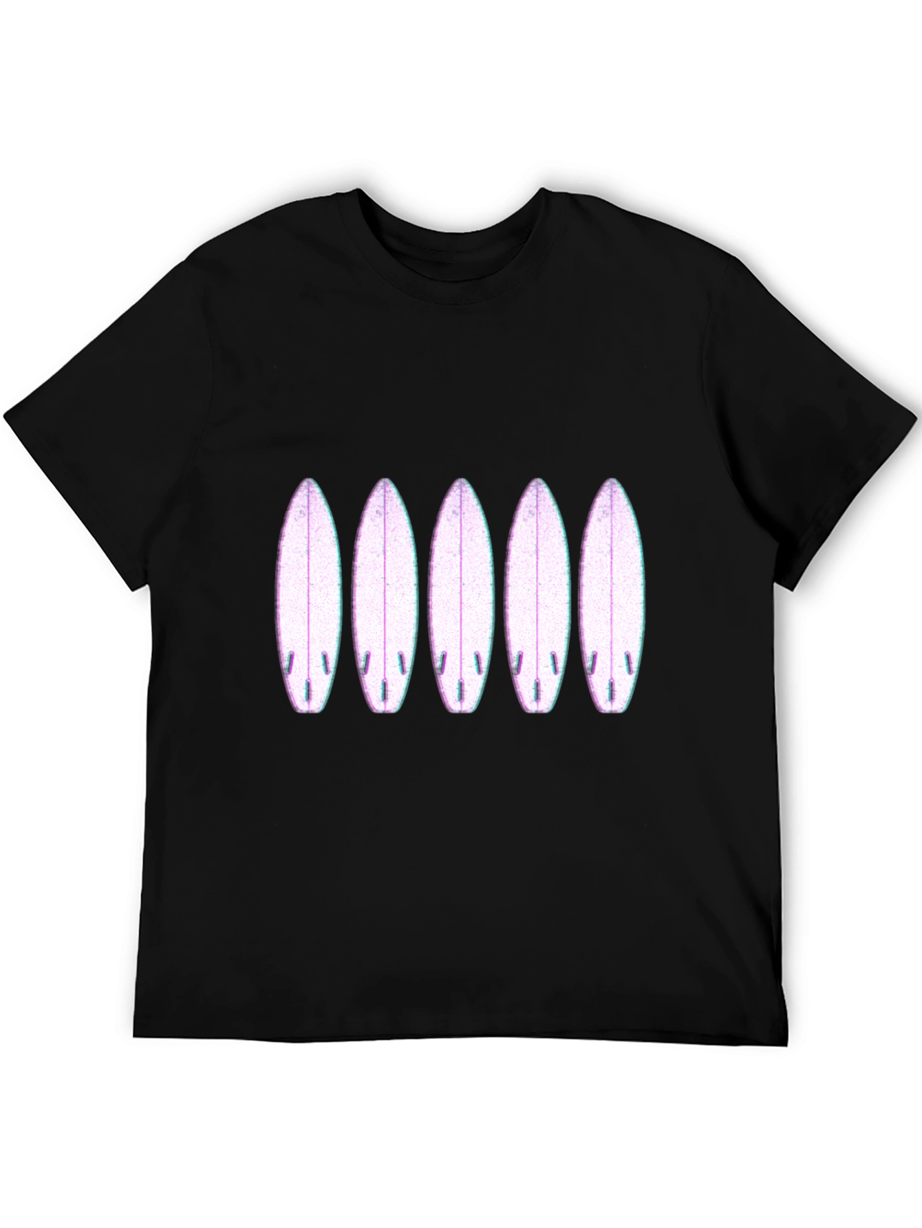 Surfboard Pattern Black T-Shirt