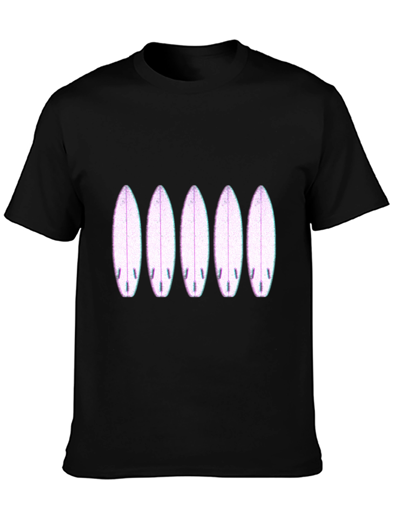 Surfboard Pattern Black T-Shirt