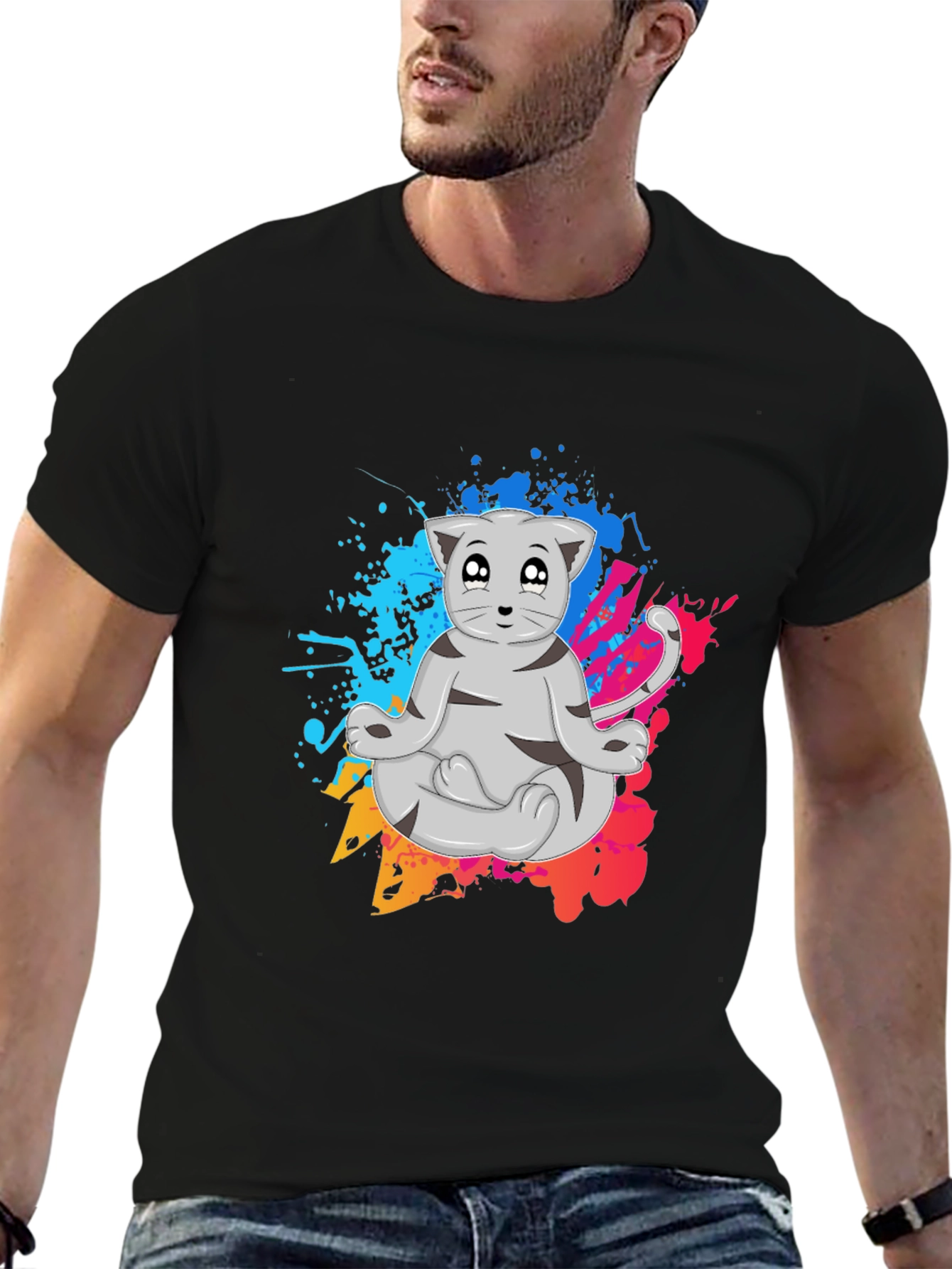 Zen Cat T-Shirt - Meditating Feline Tee