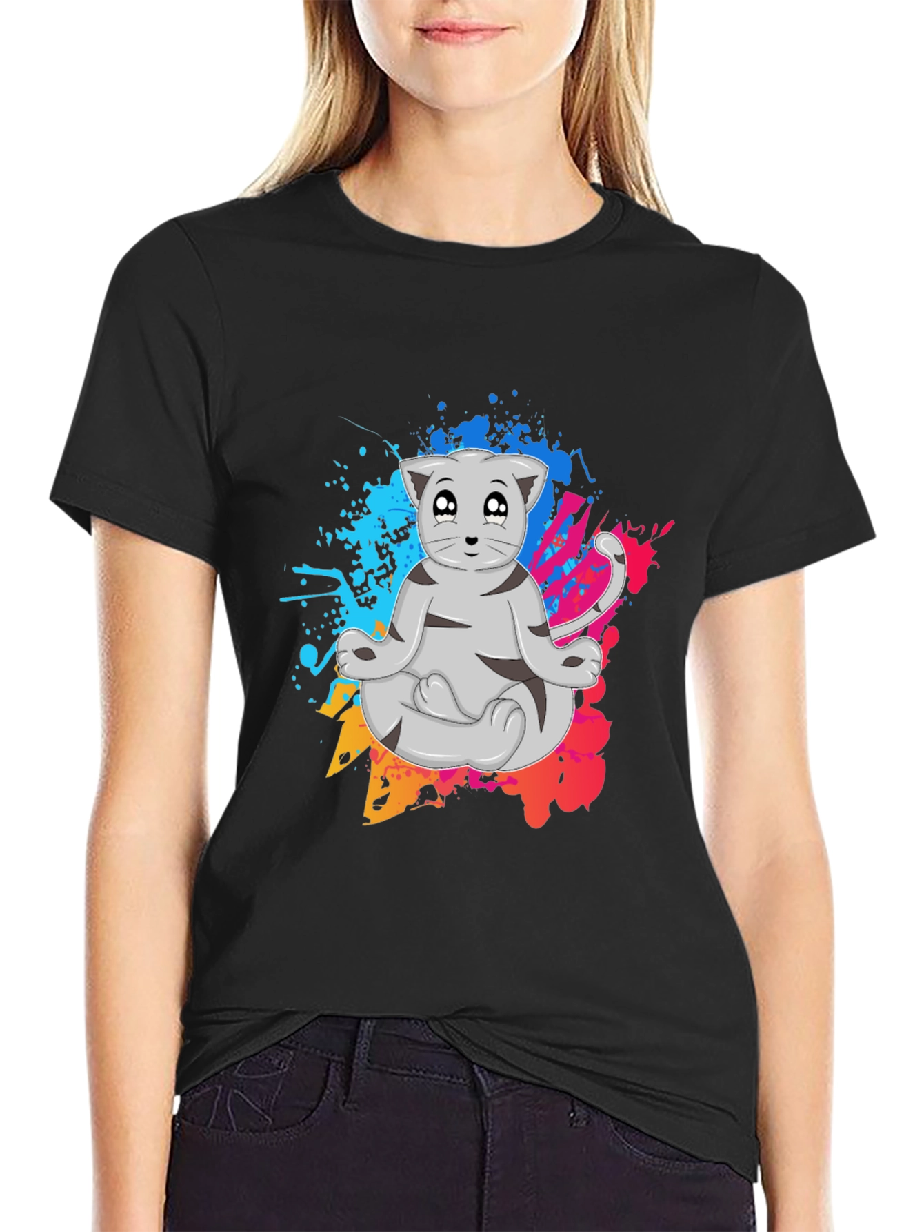 Zen Cat T-Shirt - Meditating Feline Tee