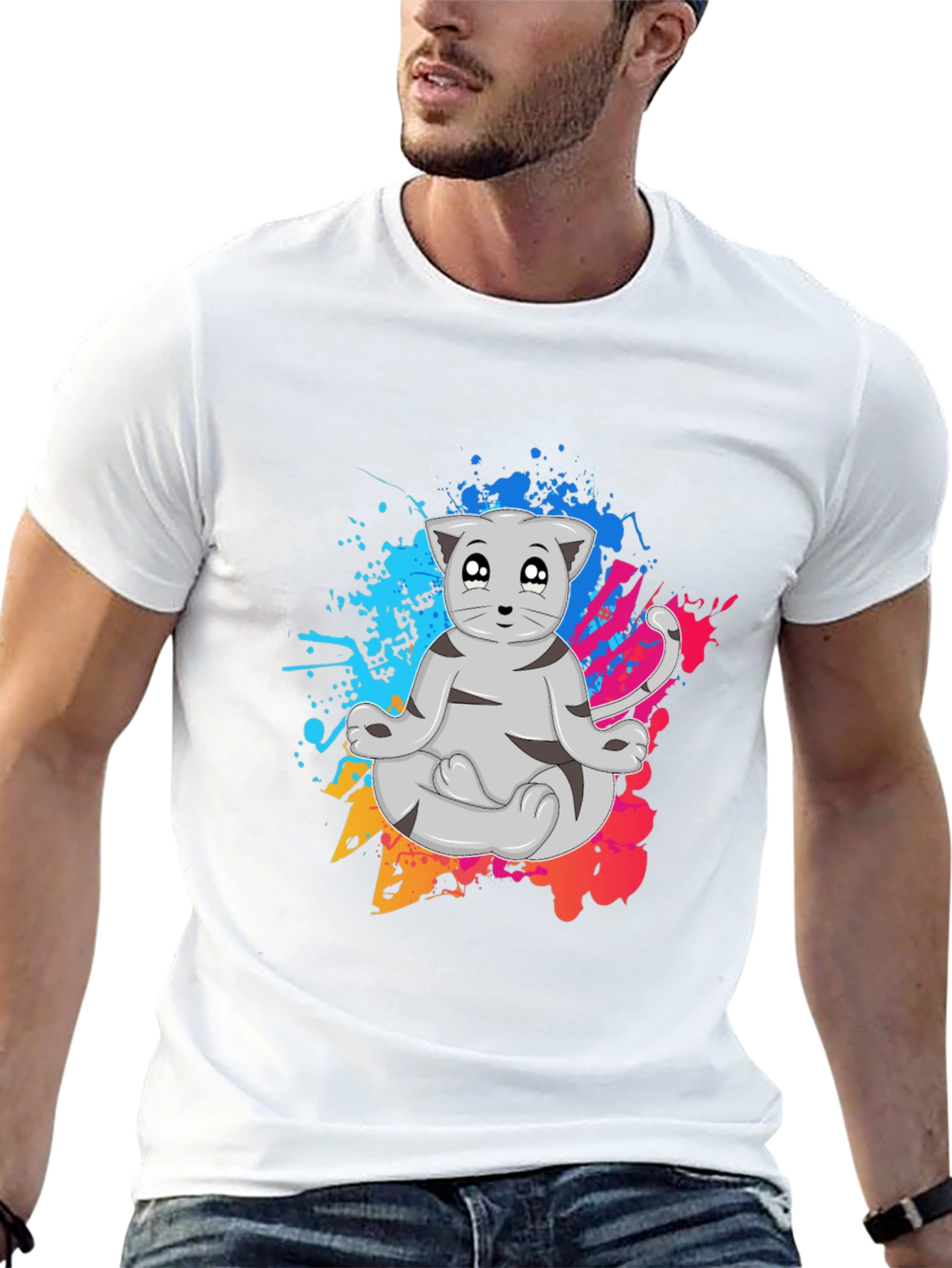 Zen Cat T-Shirt - Meditating Feline Tee