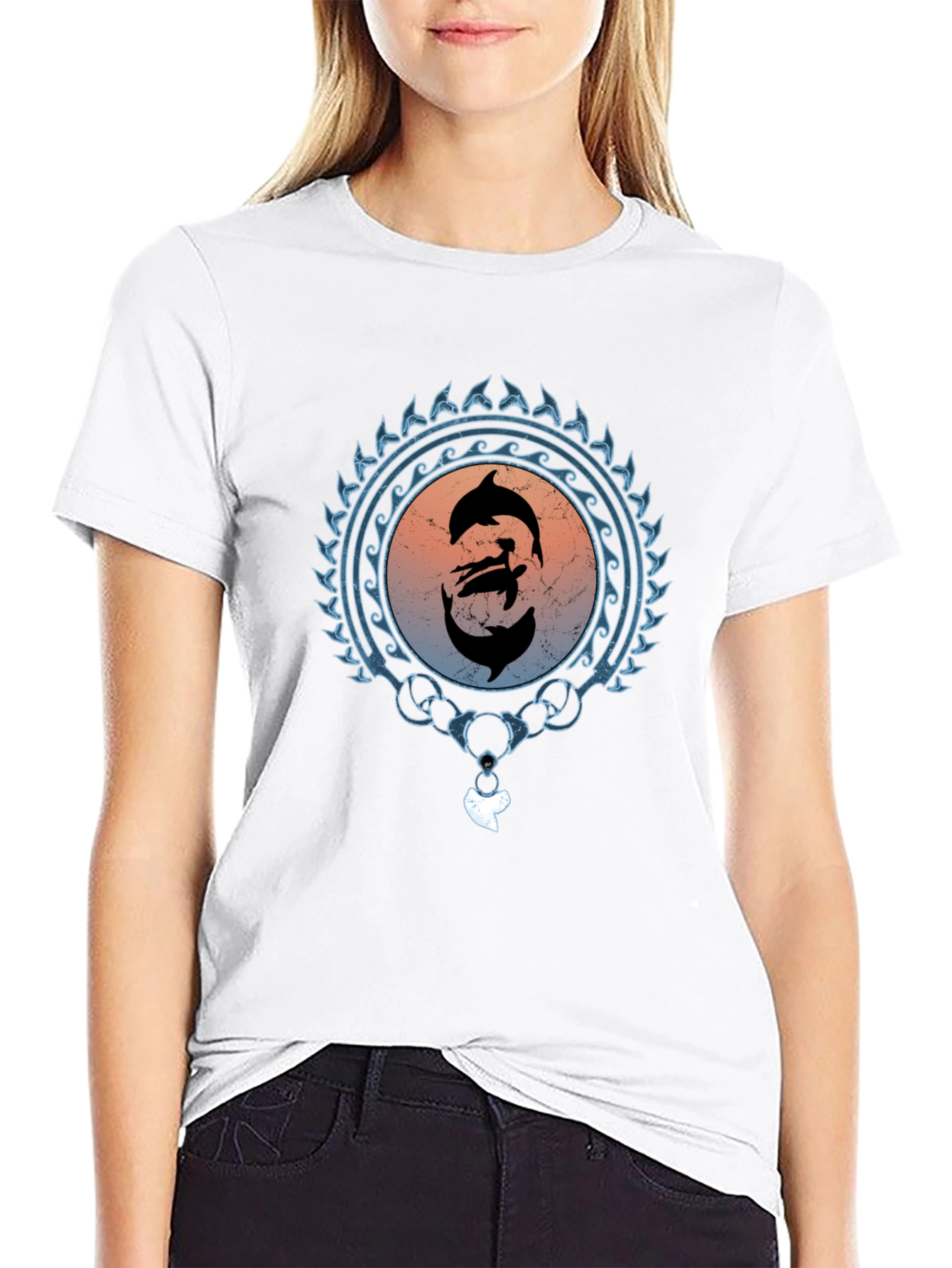 Dolphin Harmony Graphic Tee - Unisex Black T-Shirt