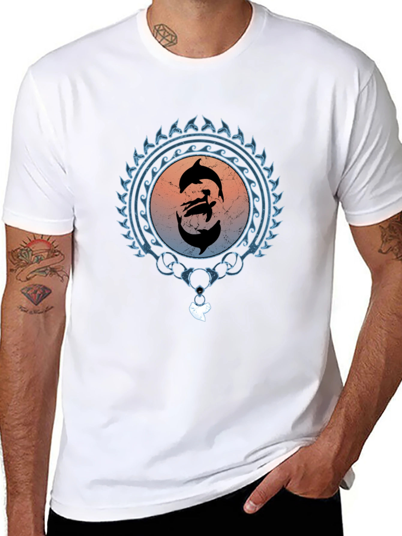 Dolphin Harmony Graphic Tee - Unisex Black T-Shirt