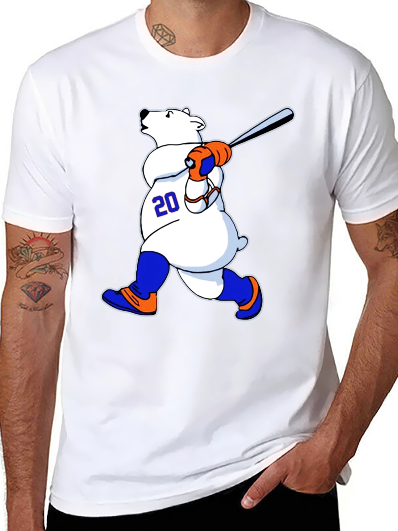 Baseball Polar Bear Graphic Tee