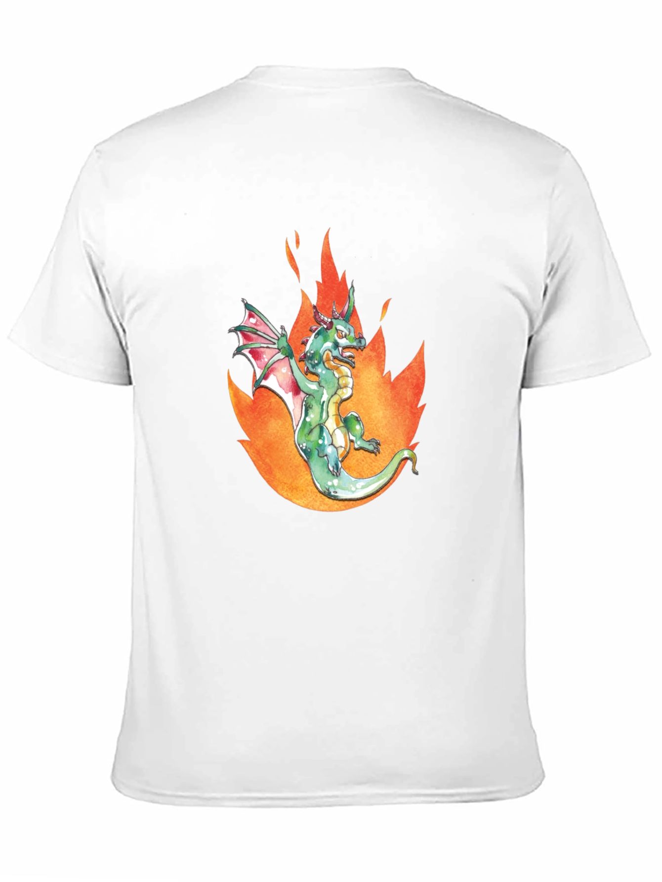Dragon in Flames Graphic Tee - Black Cotton T-Shirt