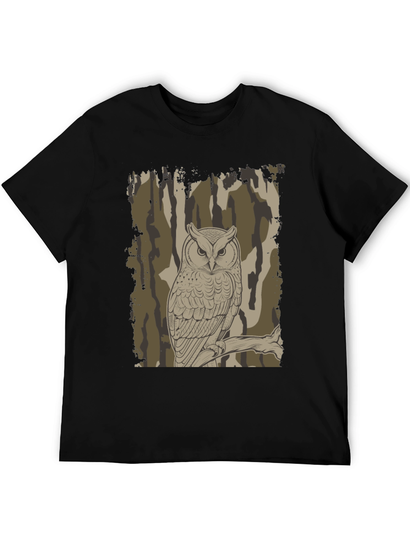 Owl Camo Graphic Print T-Shirt