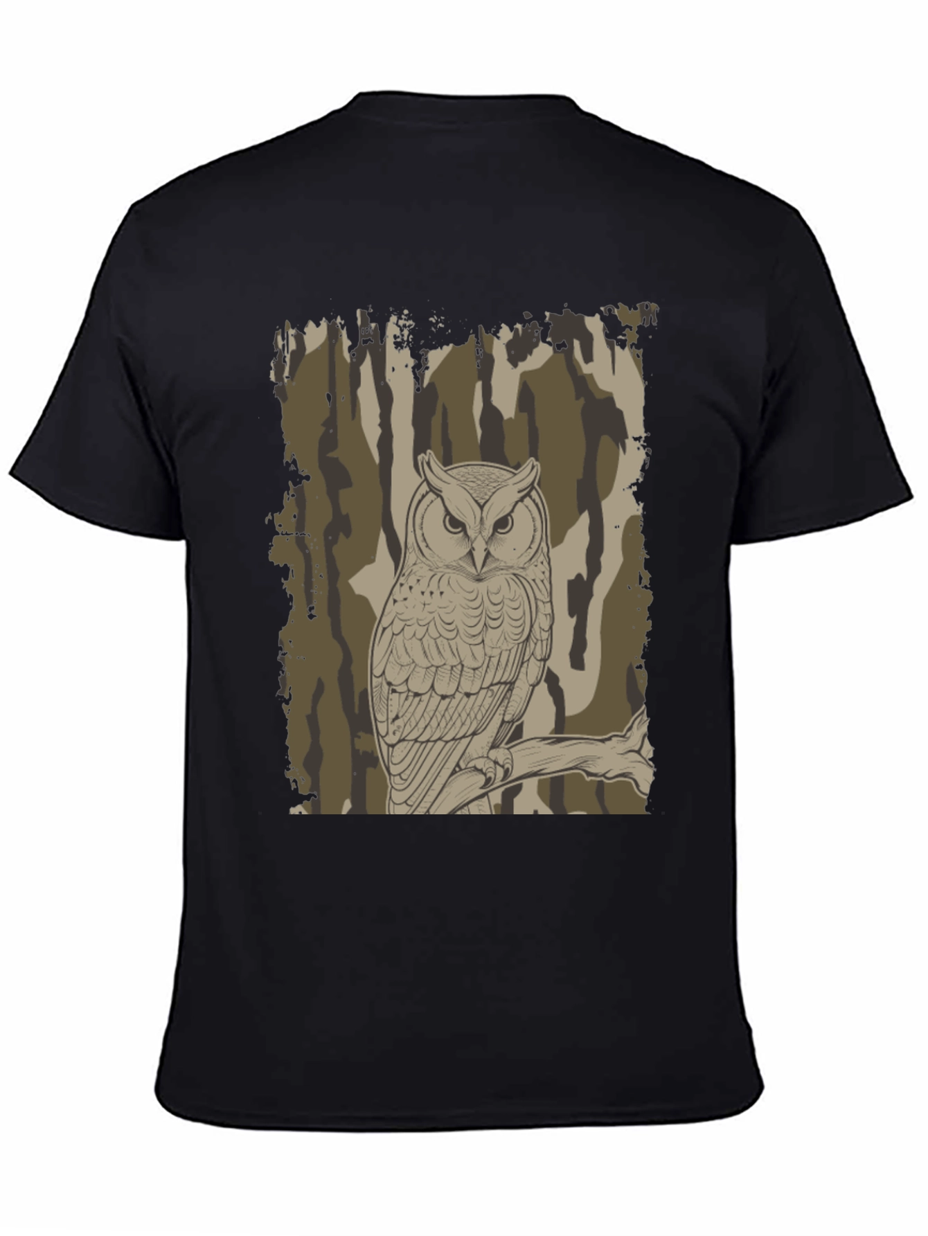 Owl Camo Graphic Print T-Shirt