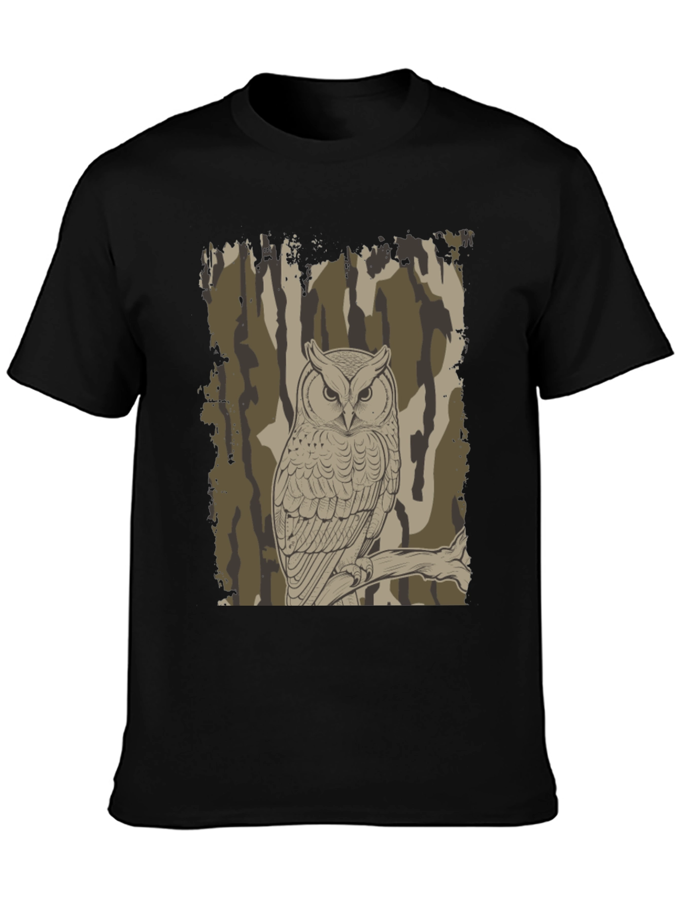 Owl Camo Graphic Print T-Shirt