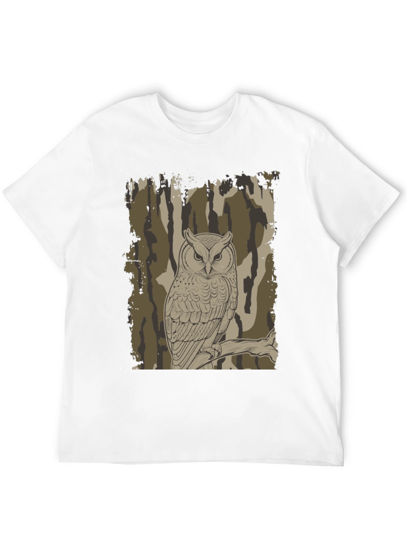 Owl Camo Graphic Print T-Shirt