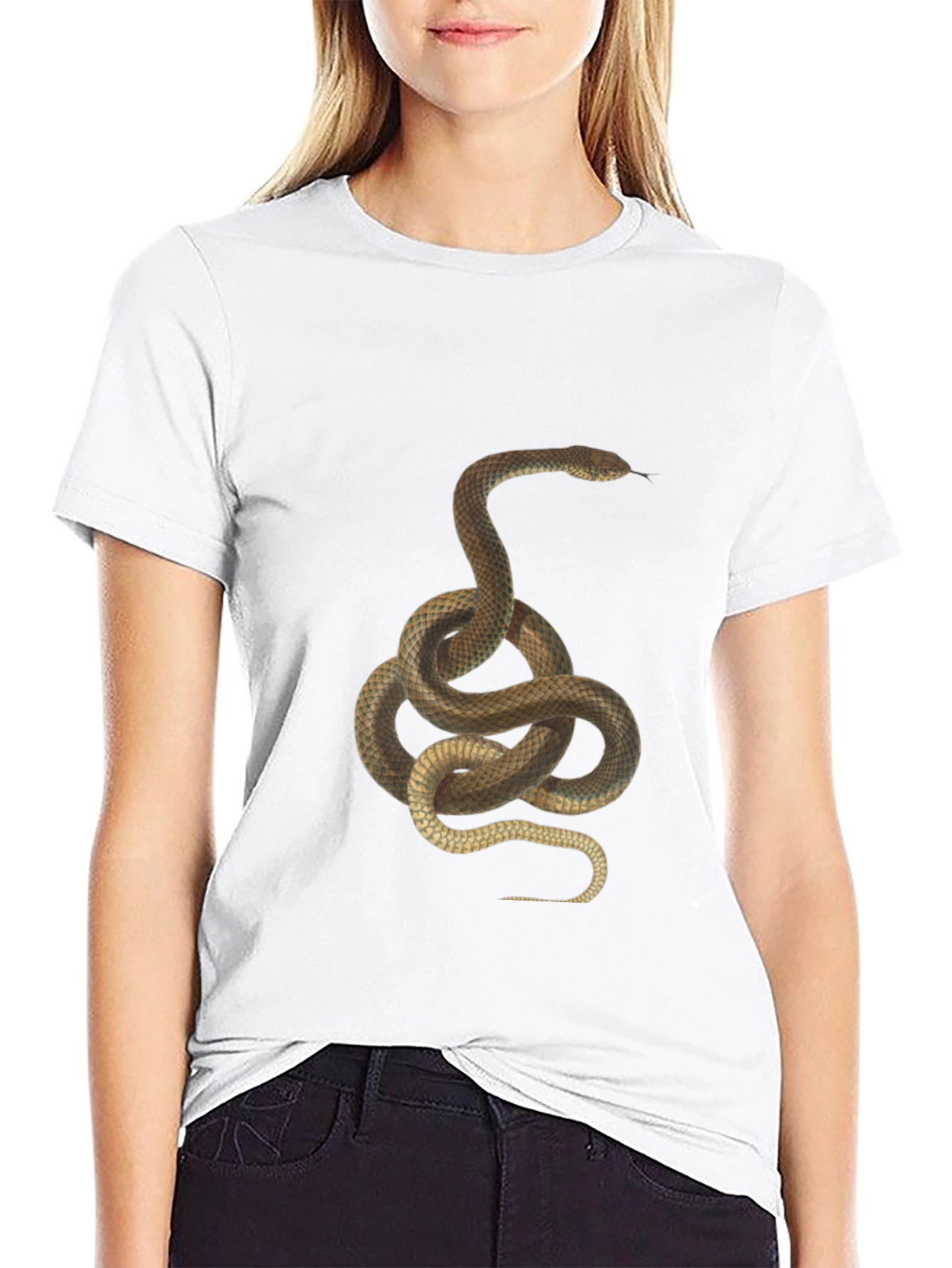 Snake Graphic Tee - Black Cotton T-Shirt