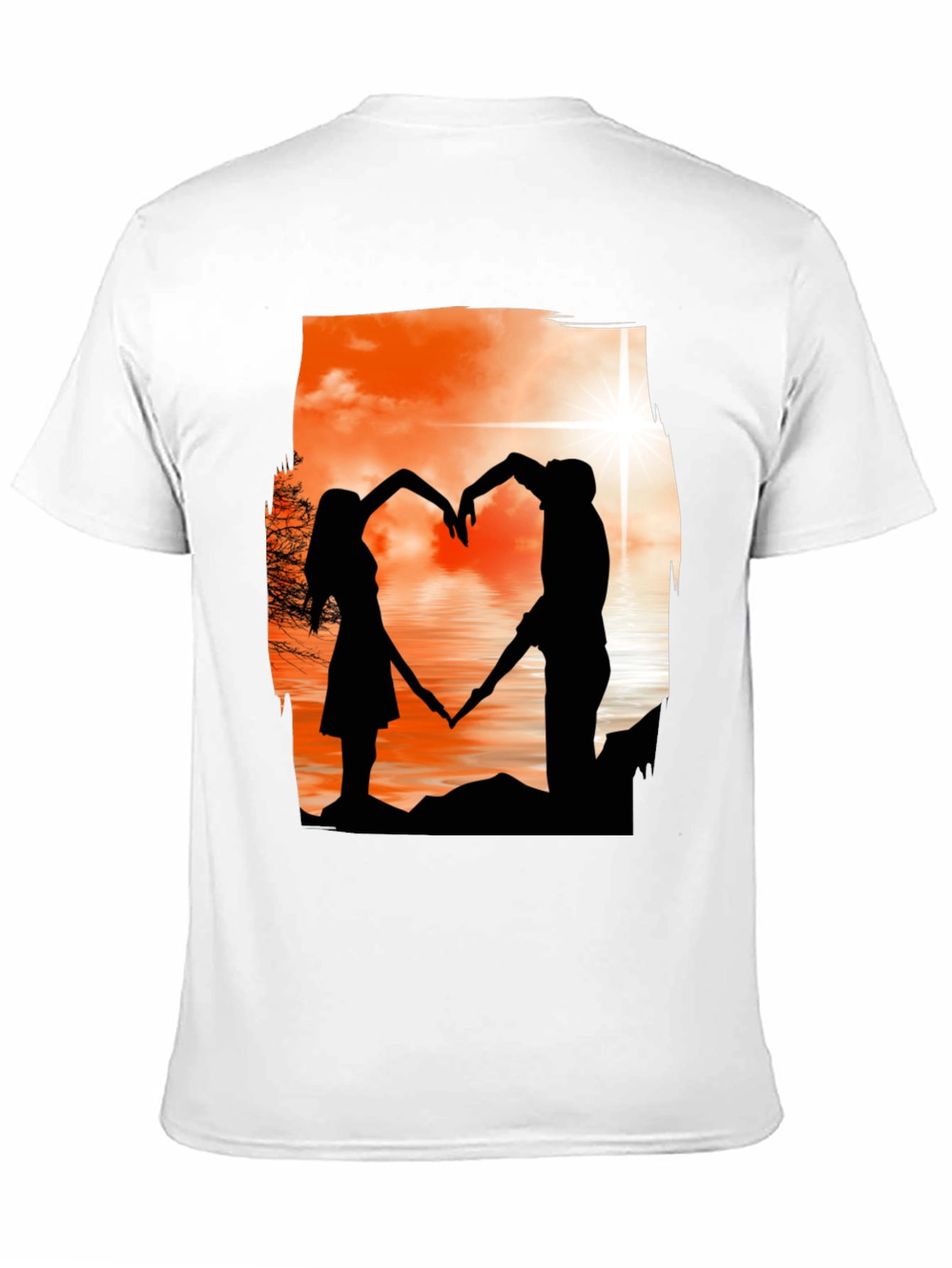 Silhouette Lovers T-Shirt - Romantic Heart Design