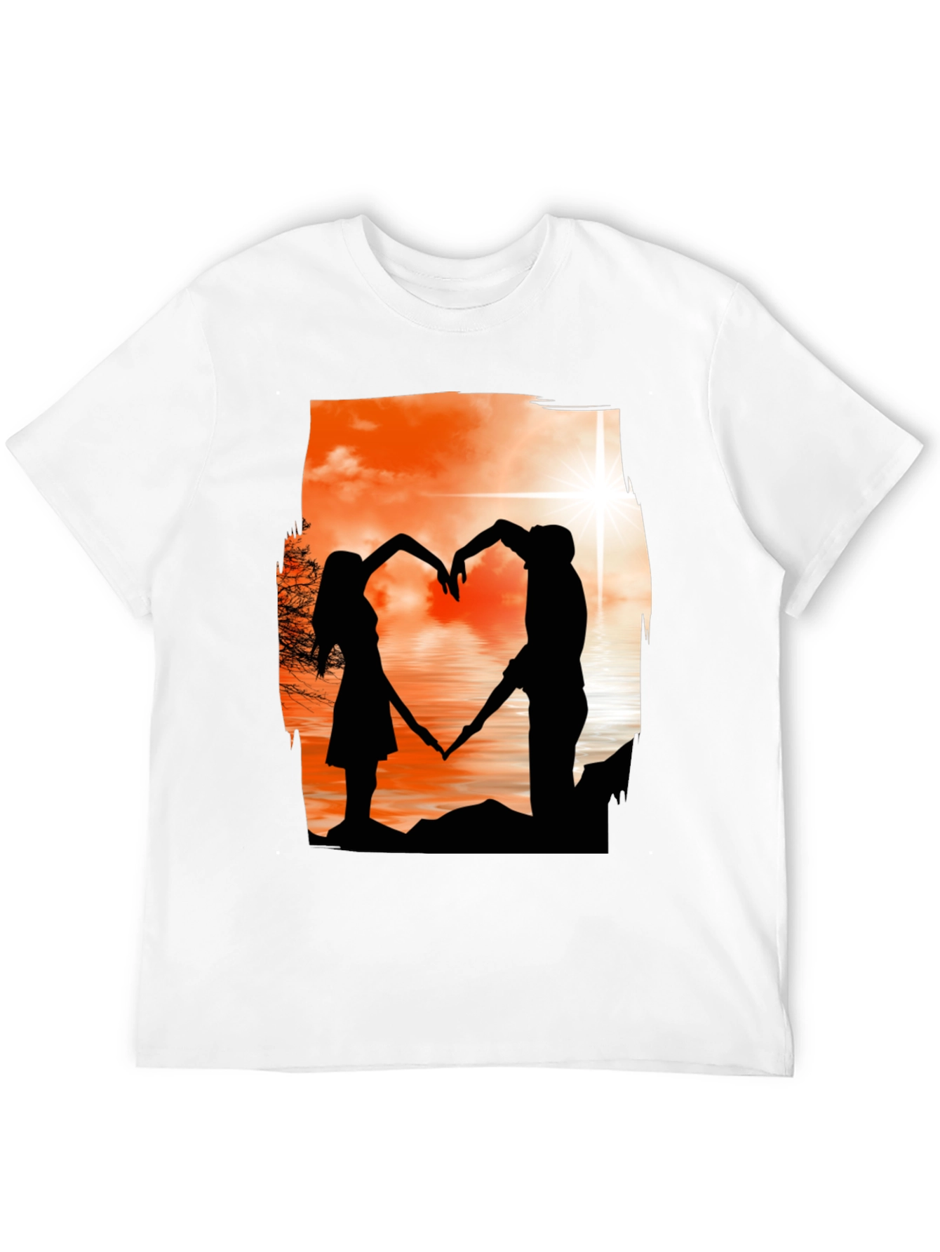 Silhouette Lovers T-Shirt - Romantic Heart Design