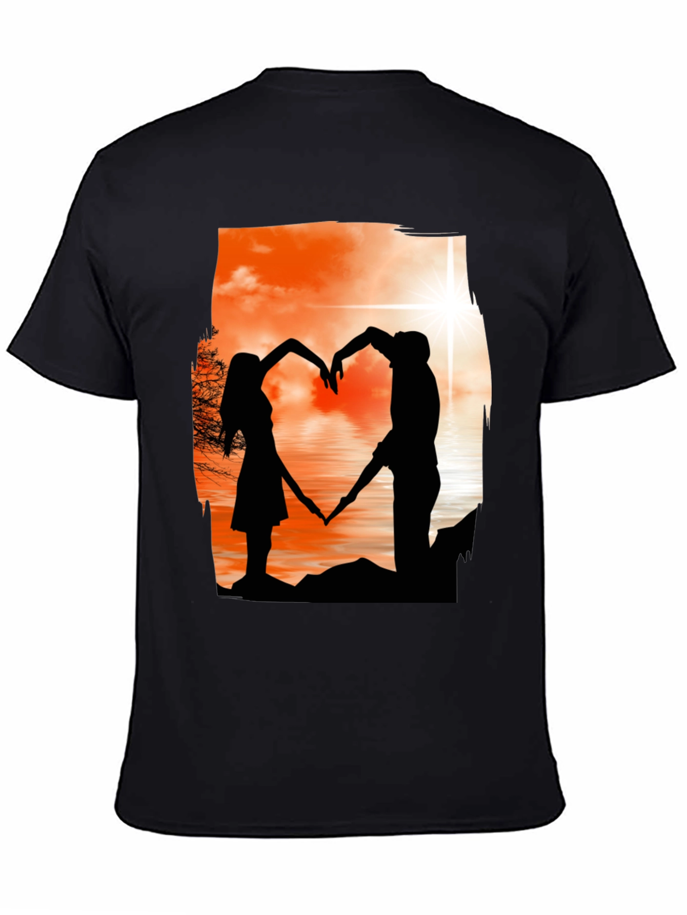 Silhouette Lovers T-Shirt - Romantic Heart Design