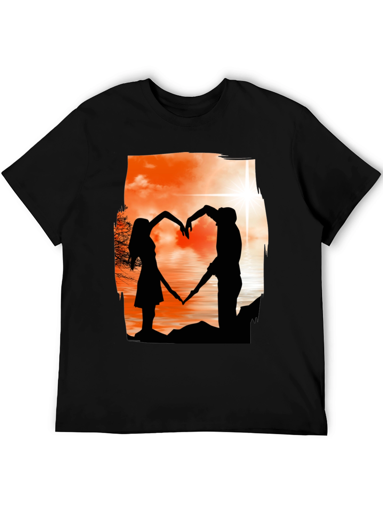 Silhouette Lovers T-Shirt - Romantic Heart Design
