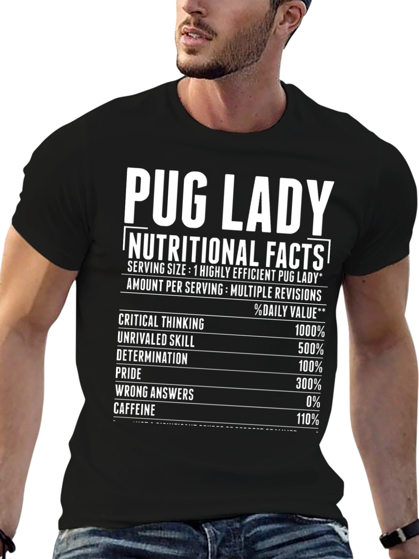 Pug Lady Nutritional Facts T-Shirt