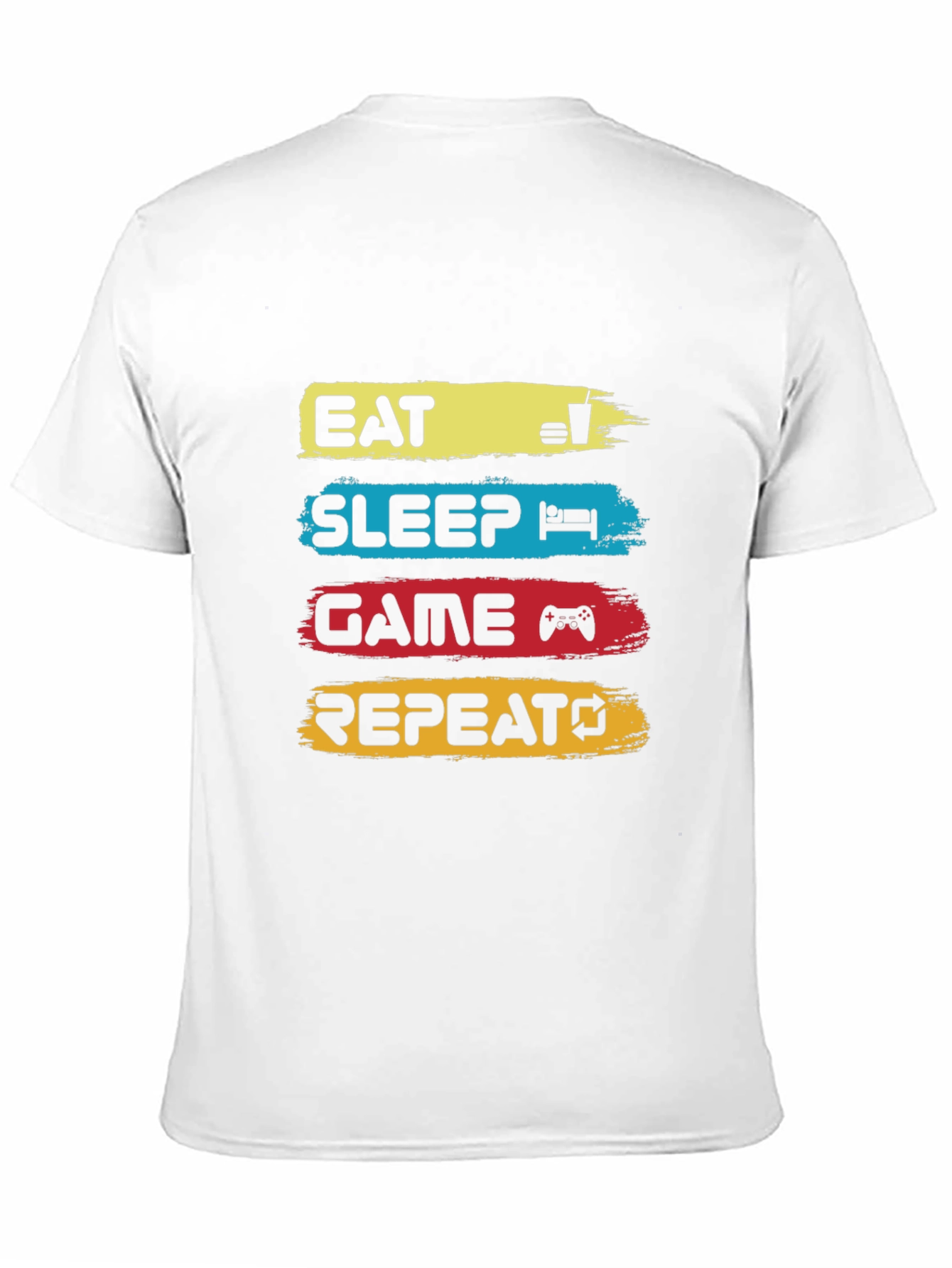 Eat Sleep Game Repeat Black Graphic T-Shirt