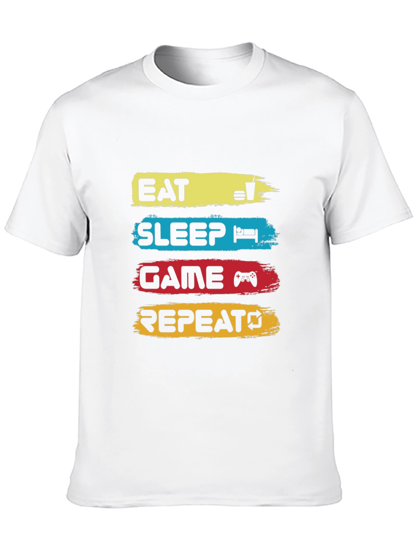 Eat Sleep Game Repeat Black Graphic T-Shirt