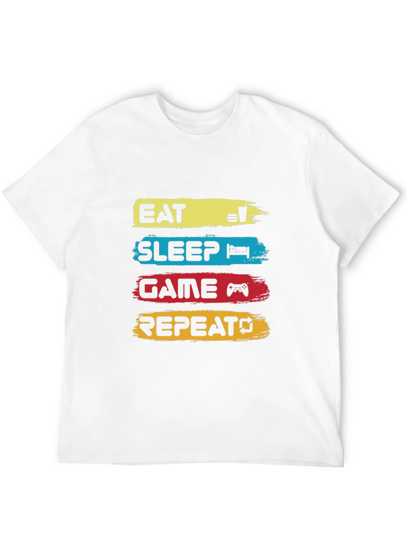 Eat Sleep Game Repeat Black Graphic T-Shirt