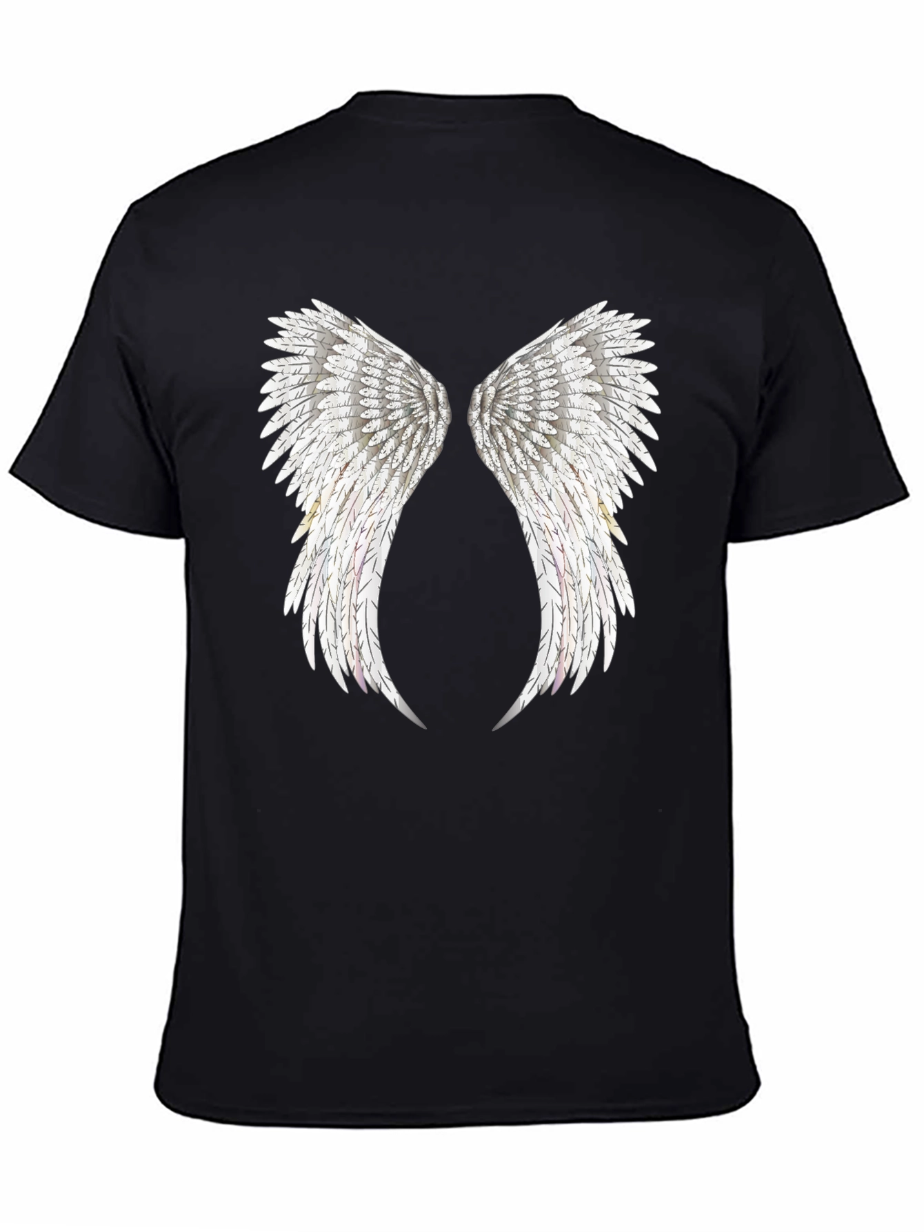 Angel Wing Print Black T-Shirt