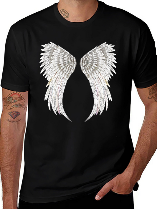 Angel Wing Print Black T-Shirt