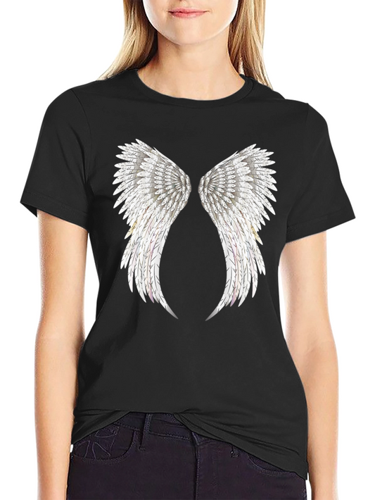 Angel Wing Print Black T-Shirt