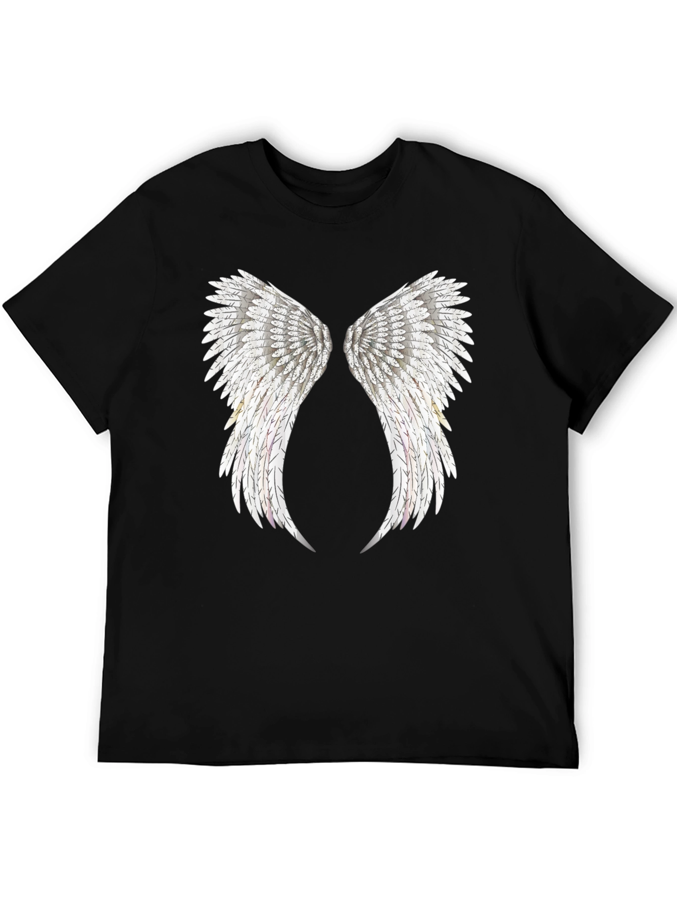 Angel Wing Print Black T-Shirt