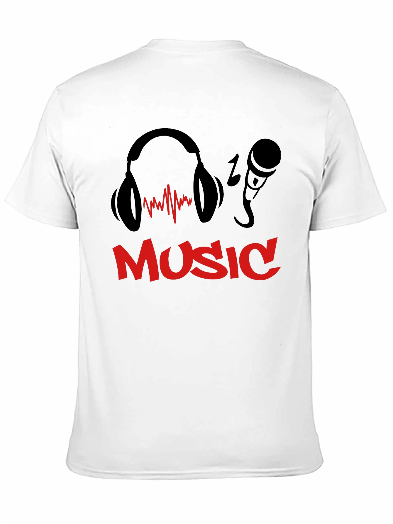 Music T-Shirt - Headphones & Microphone Design - Black