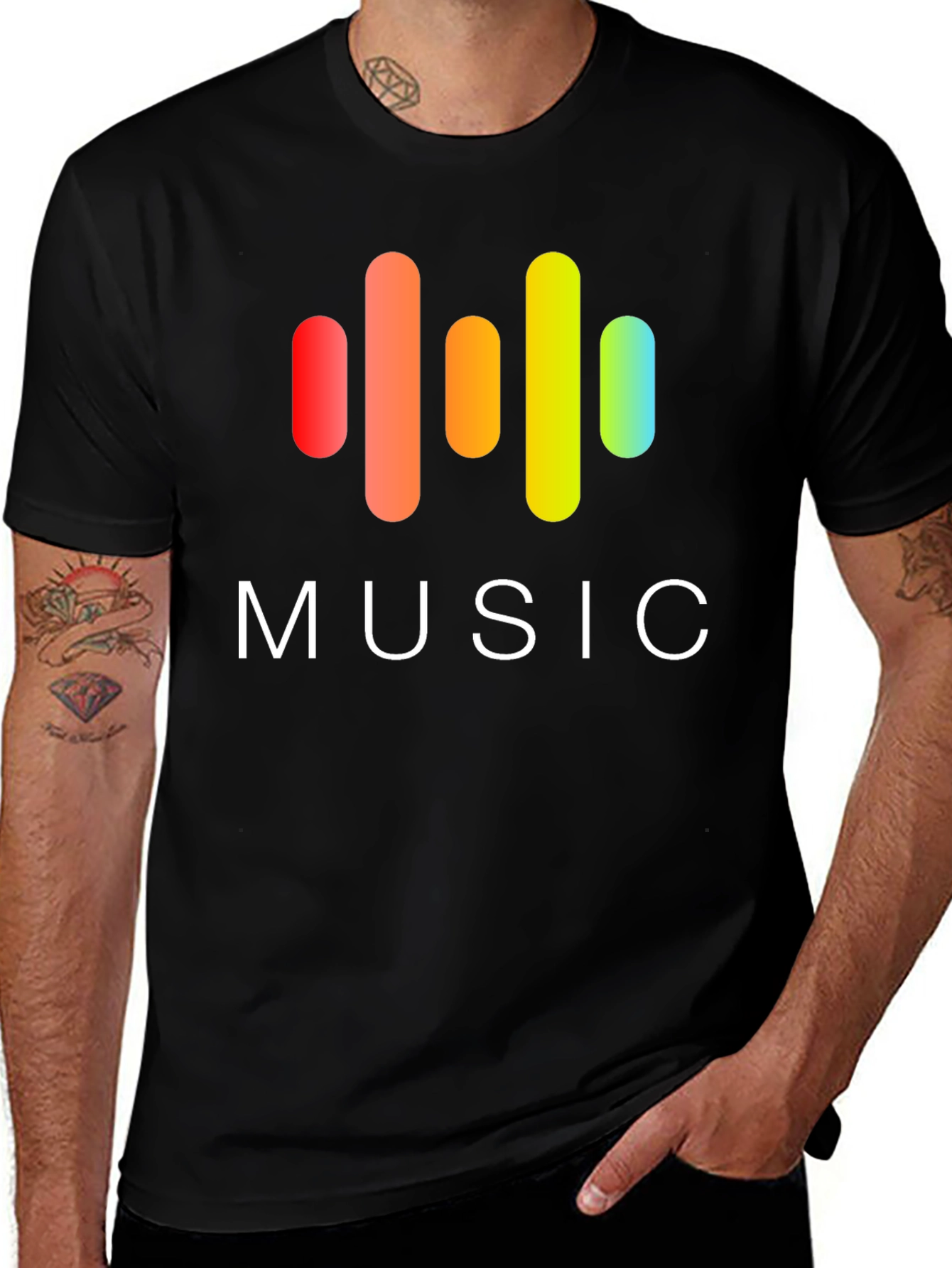 Music Graphic Print Black T-Shirt