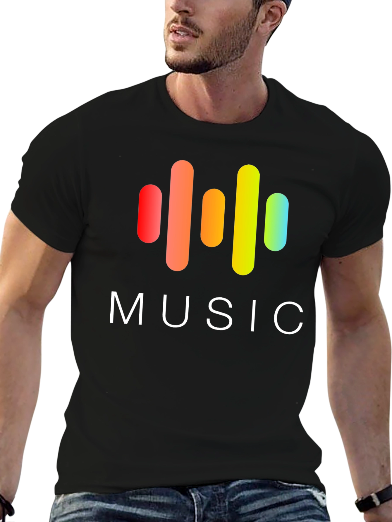 Music Graphic Print Black T-Shirt