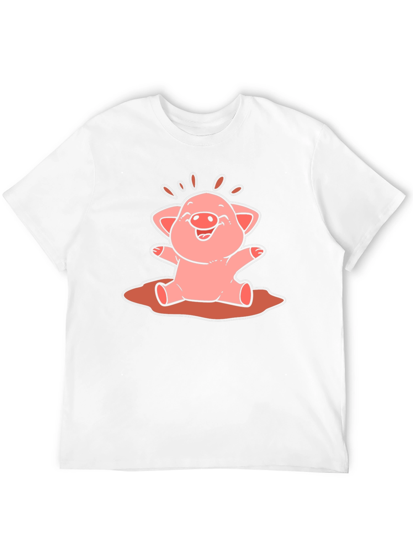 Cute Pig Cartoon Graphic Tee - Unisex Black T-Shirt