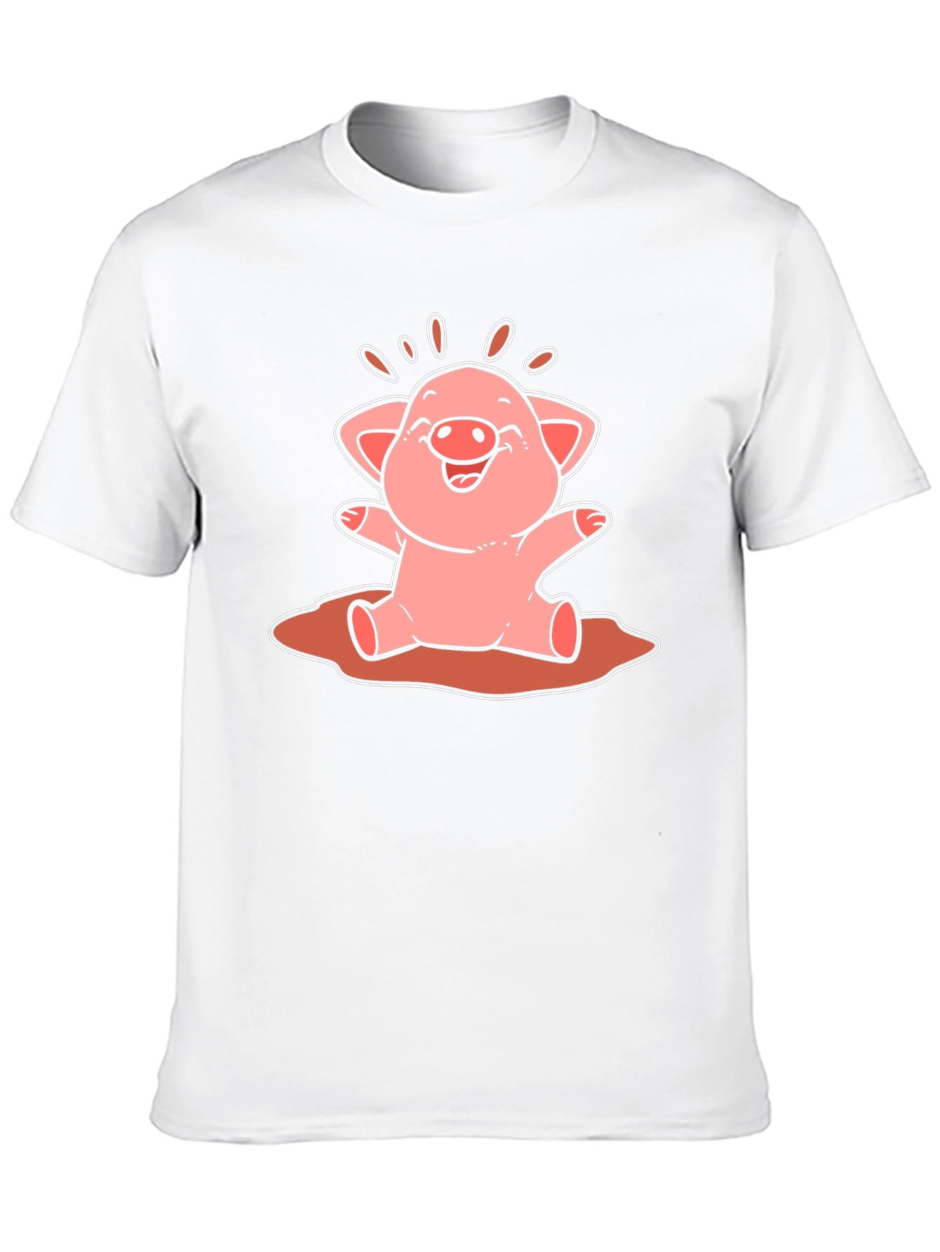 Cute Pig Cartoon Graphic Tee - Unisex Black T-Shirt