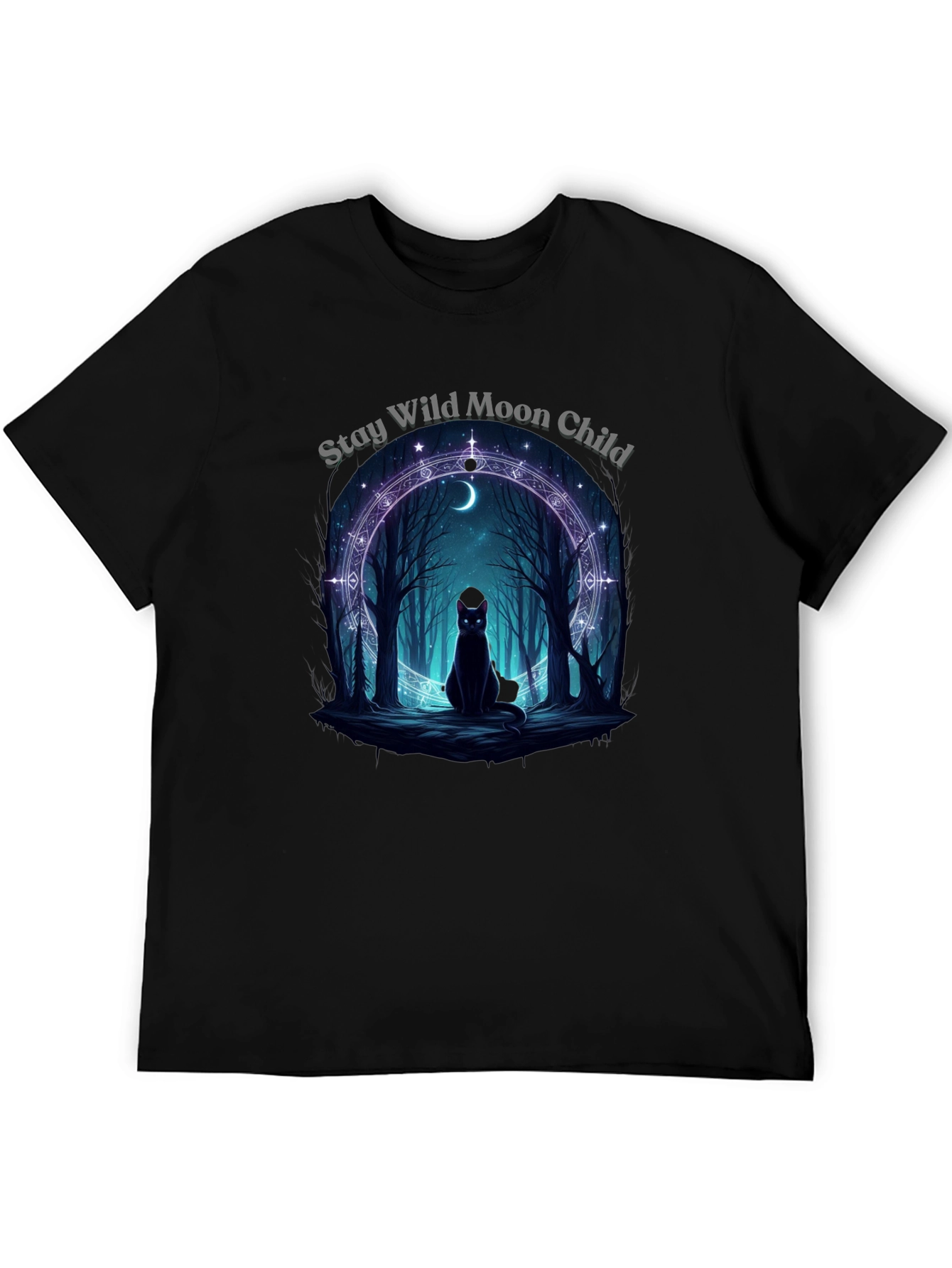 Stay Wild Moon Child Black Graphic T-Shirt