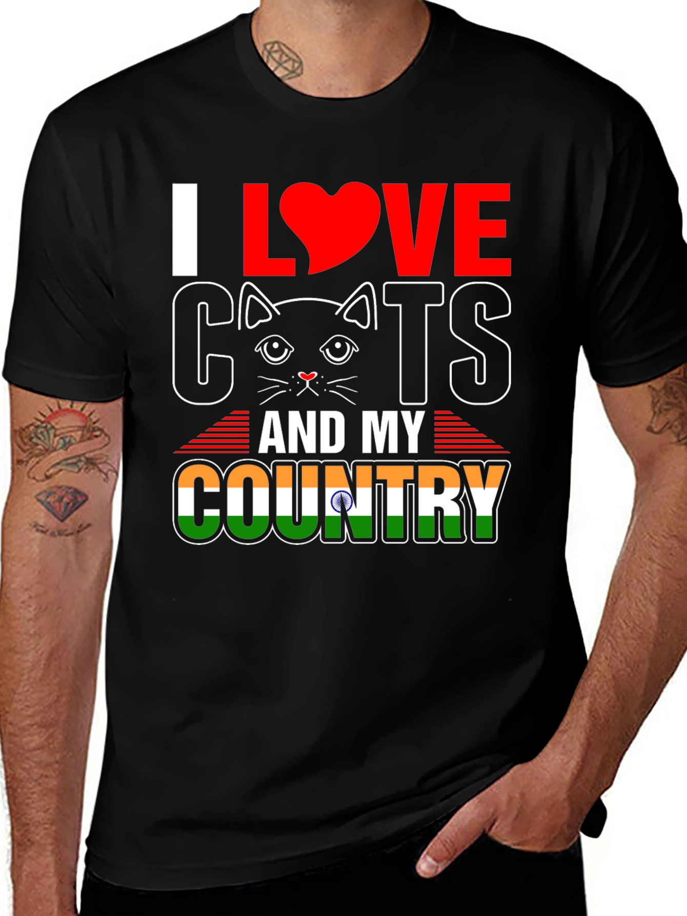 I Love Cats and My Country India T-Shirt