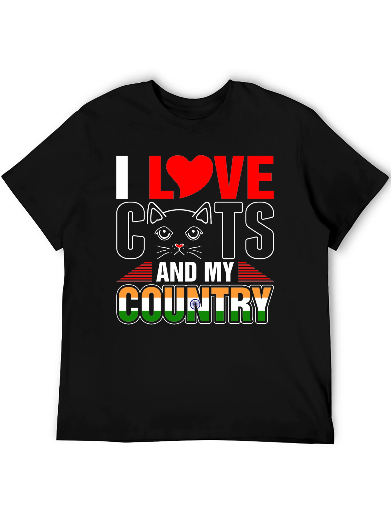 I Love Cats and My Country India T-Shirt