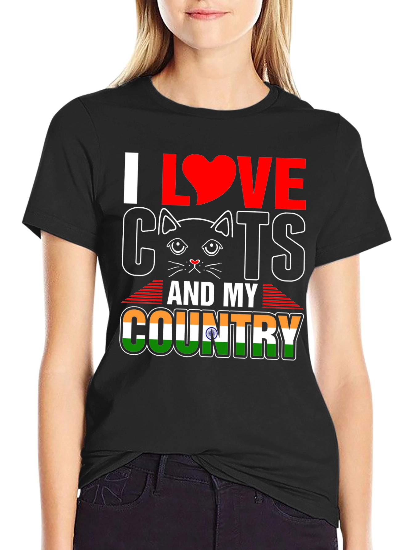 I Love Cats and My Country India T-Shirt