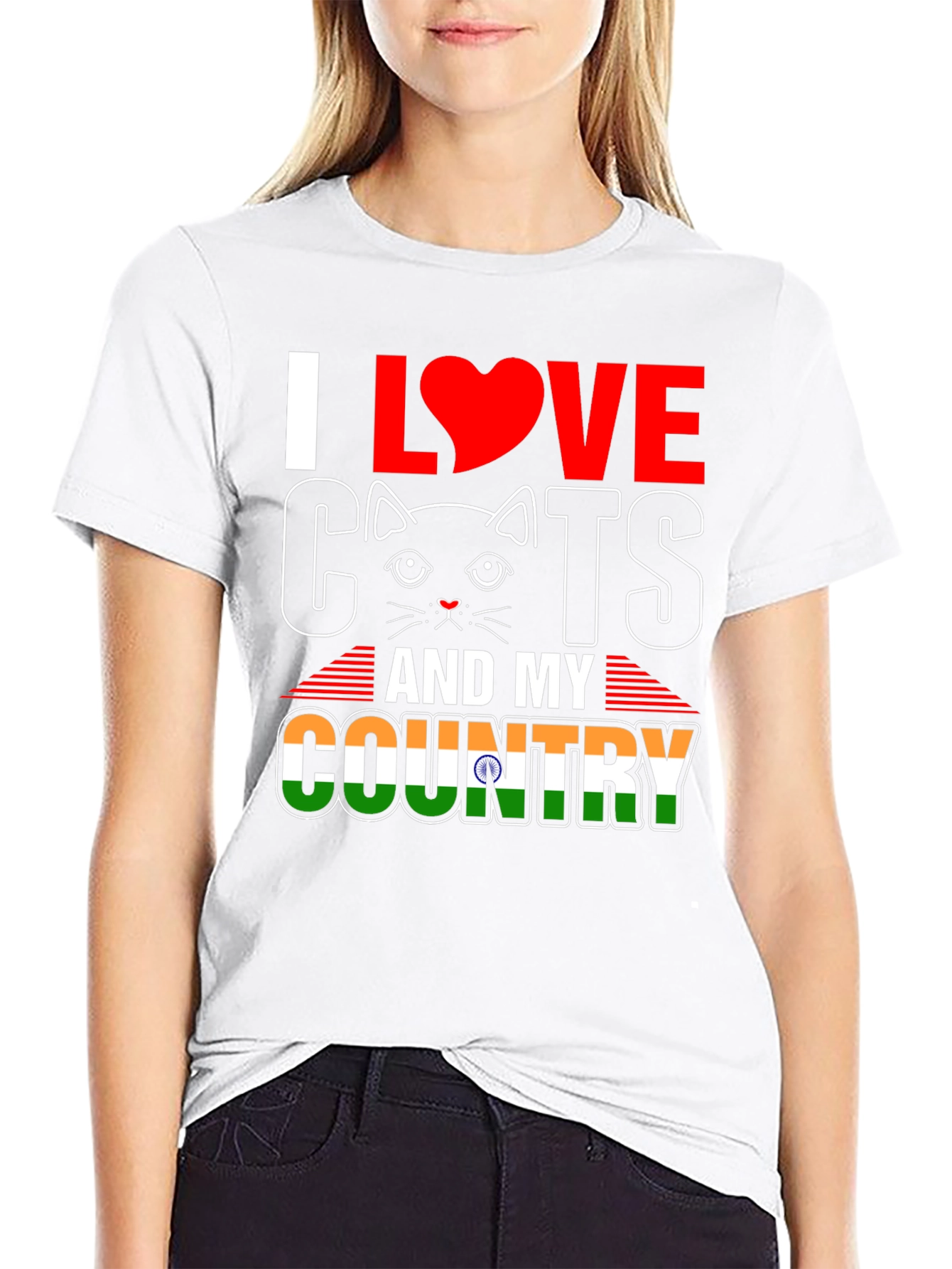 I Love Cats and My Country India T-Shirt