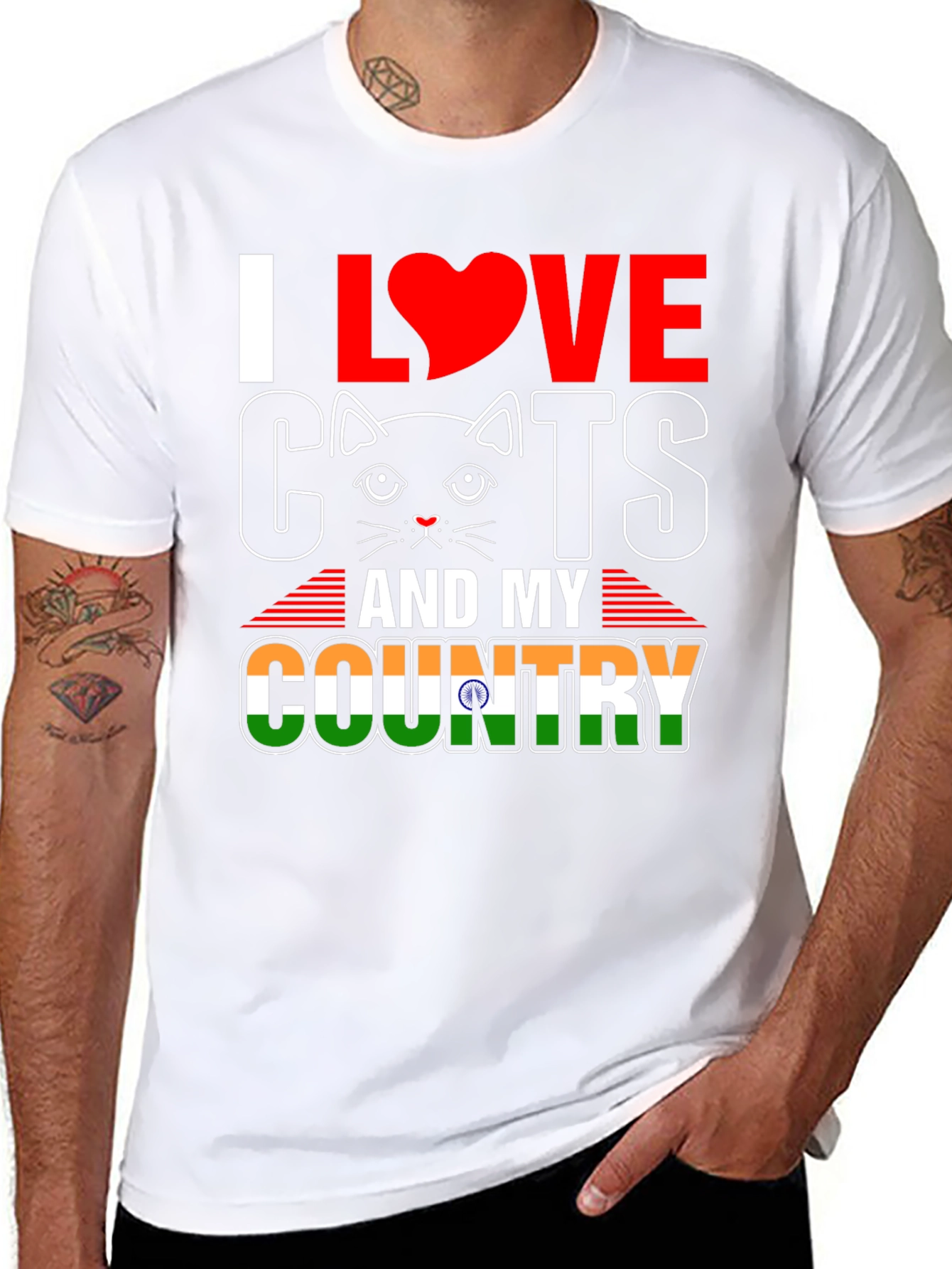 I Love Cats and My Country India T-Shirt