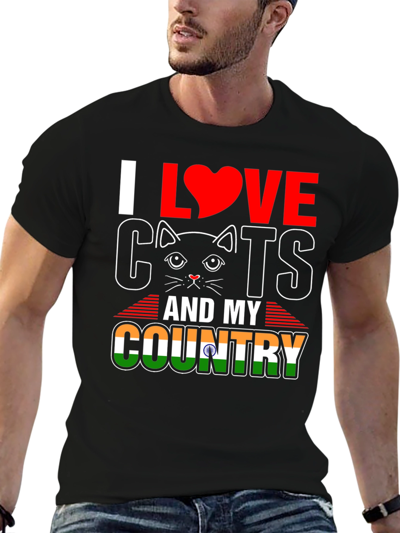 I Love Cats and My Country India T-Shirt