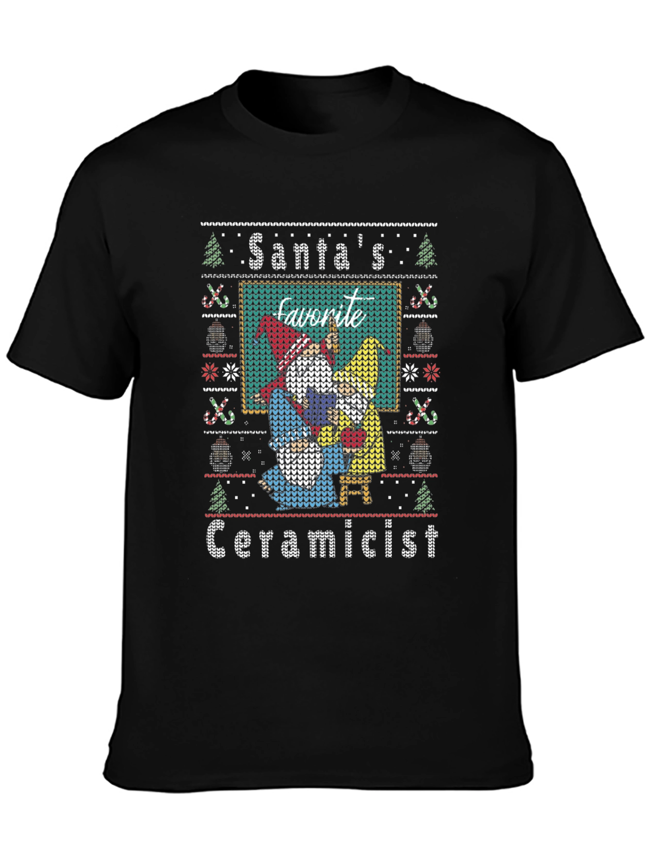 Santas Favorite Ceramicist Christmas Knit T-Shirt