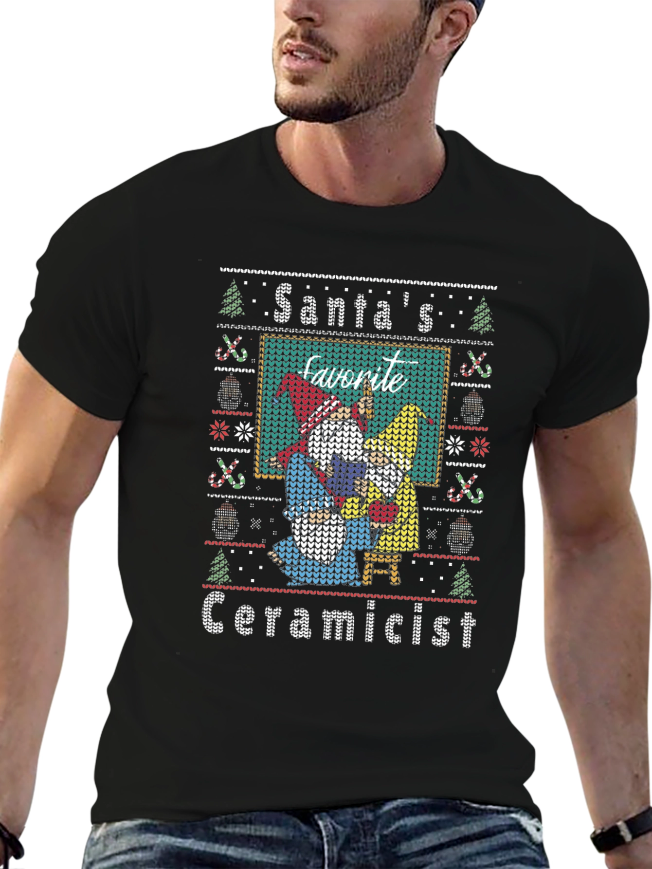 Santas Favorite Ceramicist Christmas Knit T-Shirt
