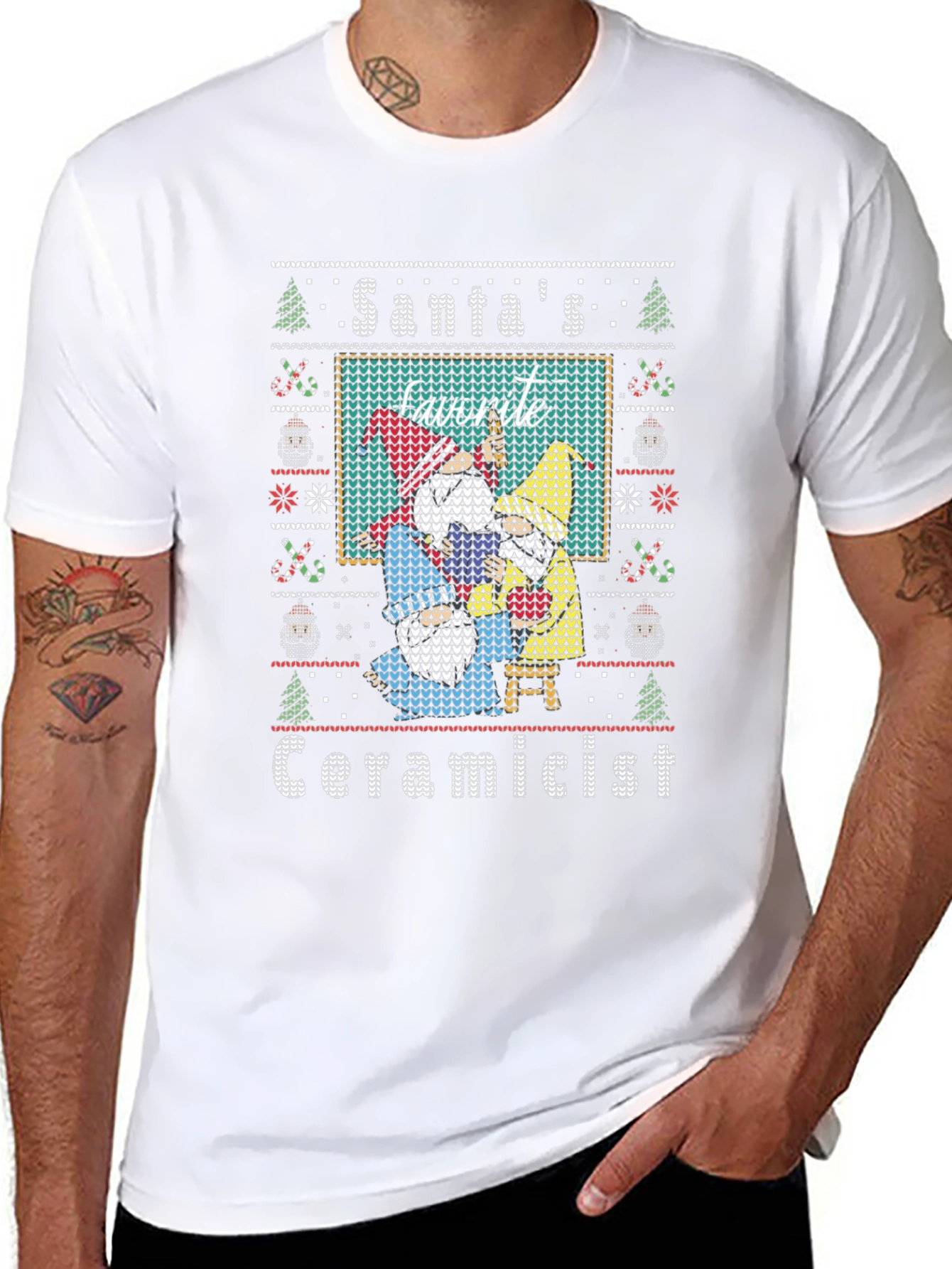 Santas Favorite Ceramicist Christmas Knit T-Shirt