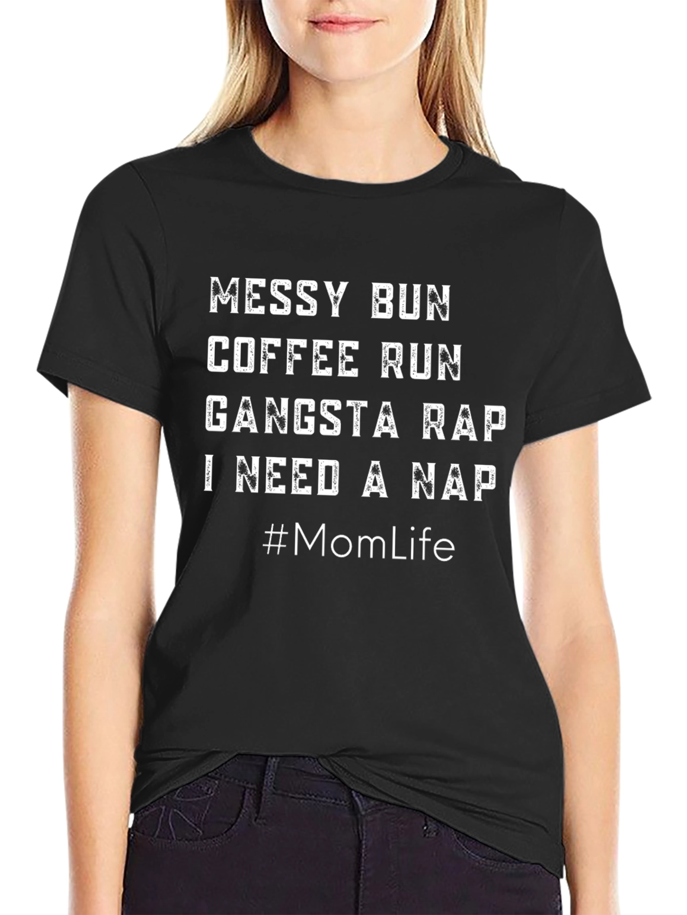 Messy Bun Coffee Run Mom Life Tee